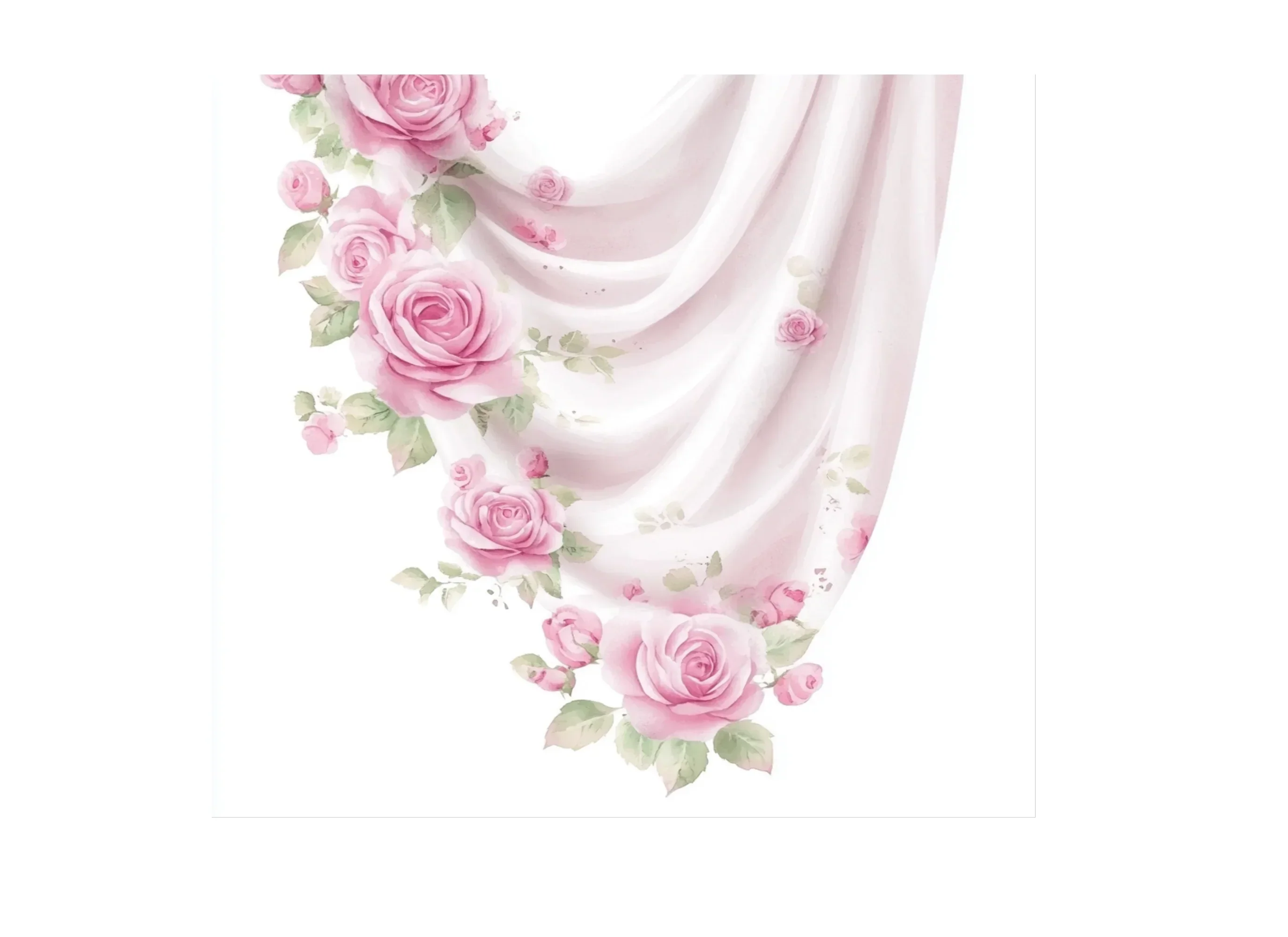 Pink Rose Magnolia Curtain Clipart Bundle - Image 2