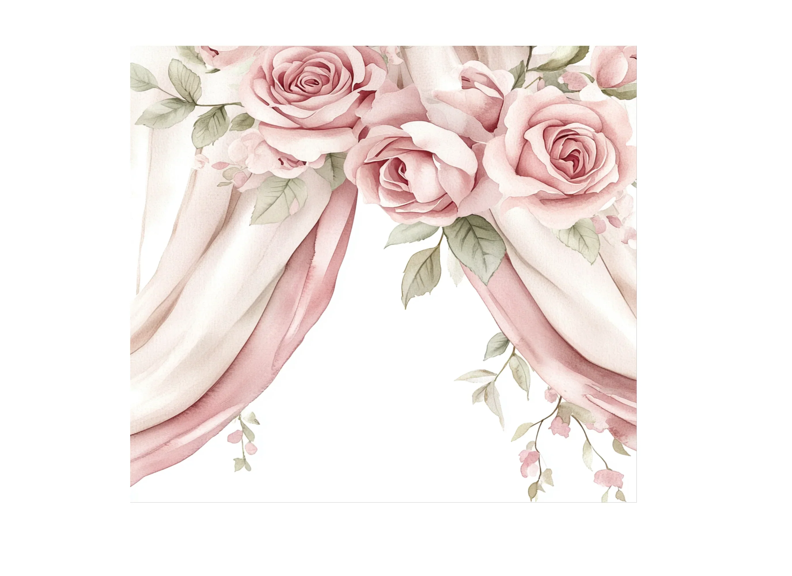 Pink Rose Magnolia Curtain Clipart Bundle - Image 3