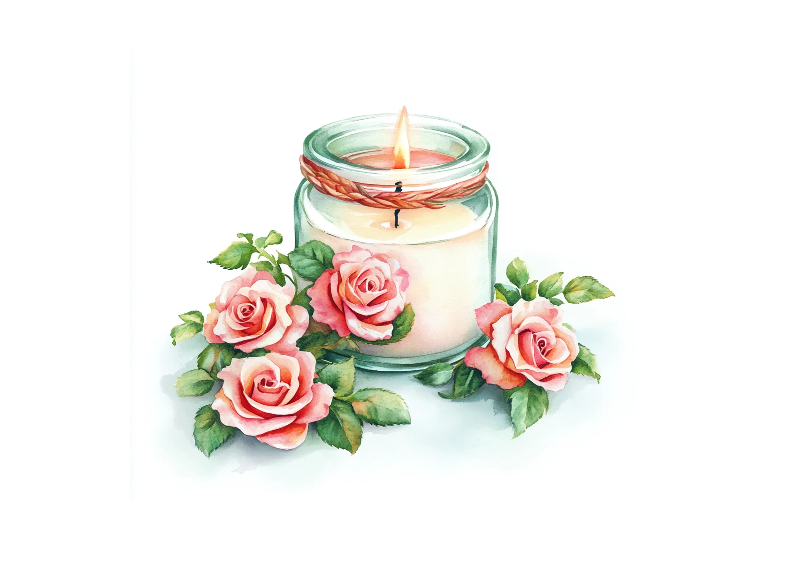 Pink Roses Candle Clipart Bundle - Image 3