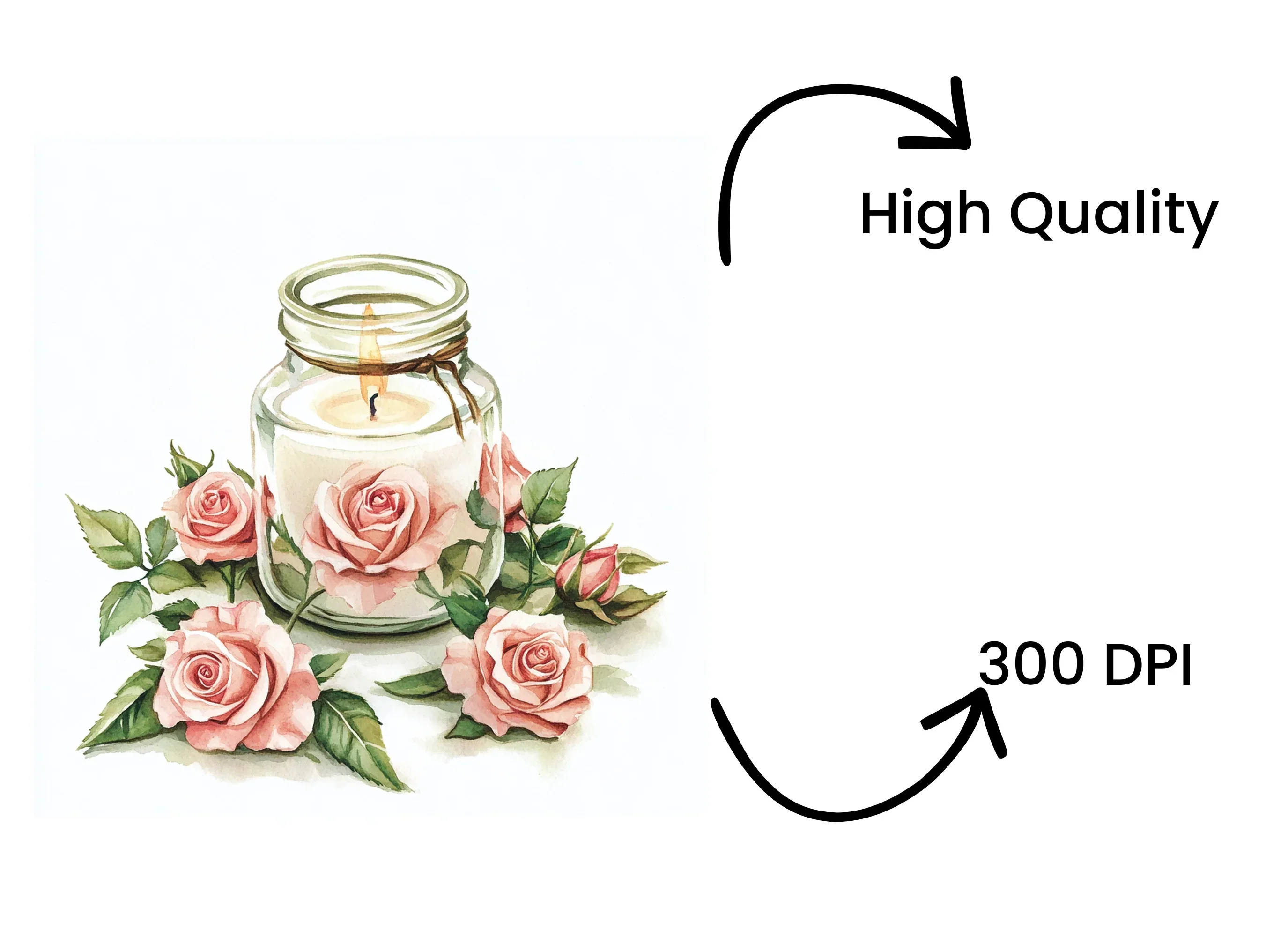Pink Roses Candle Clipart Bundle - Image 4