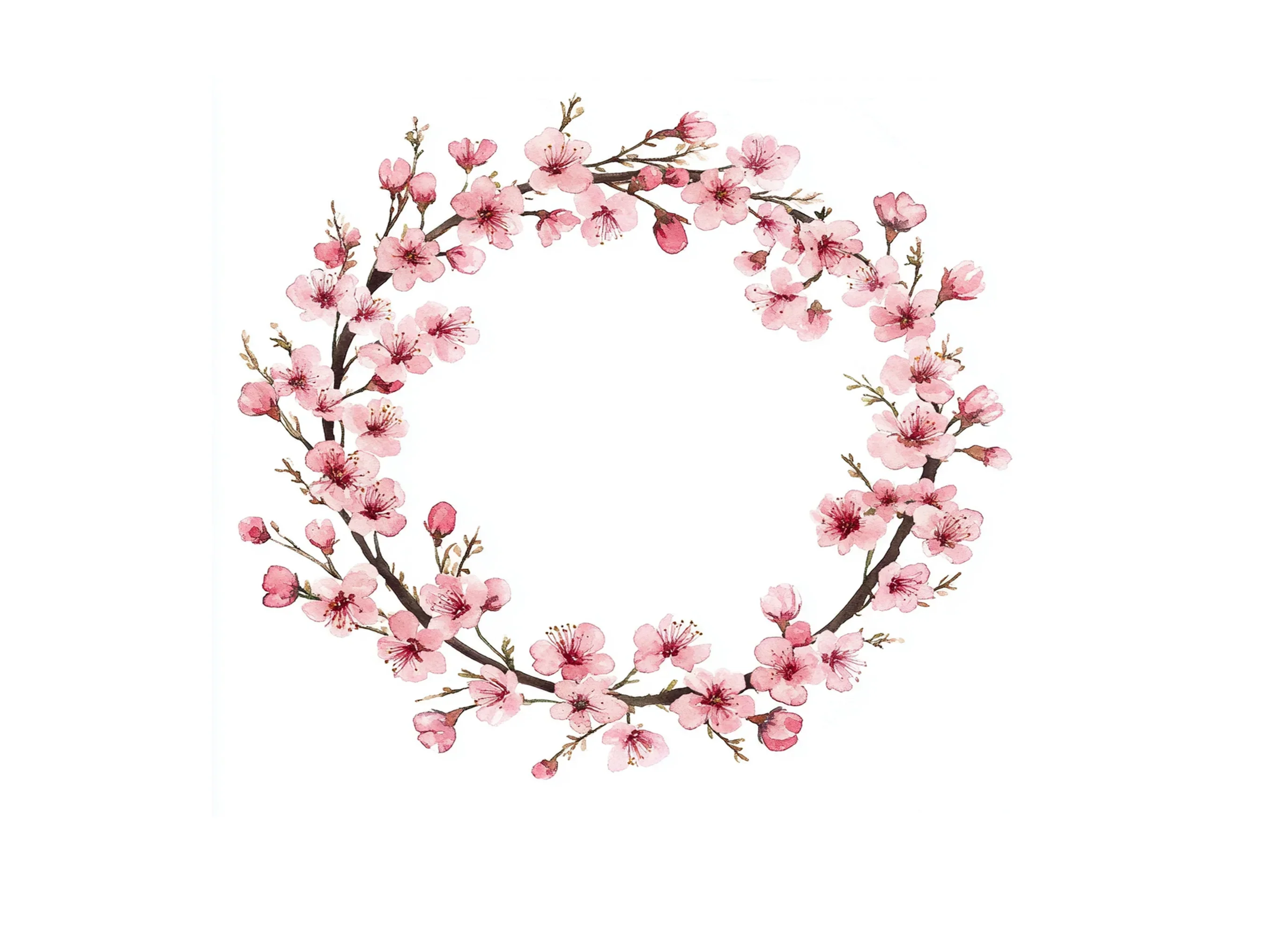 Pink Sakura Flower Wreath Clipart Bundle - Image 3