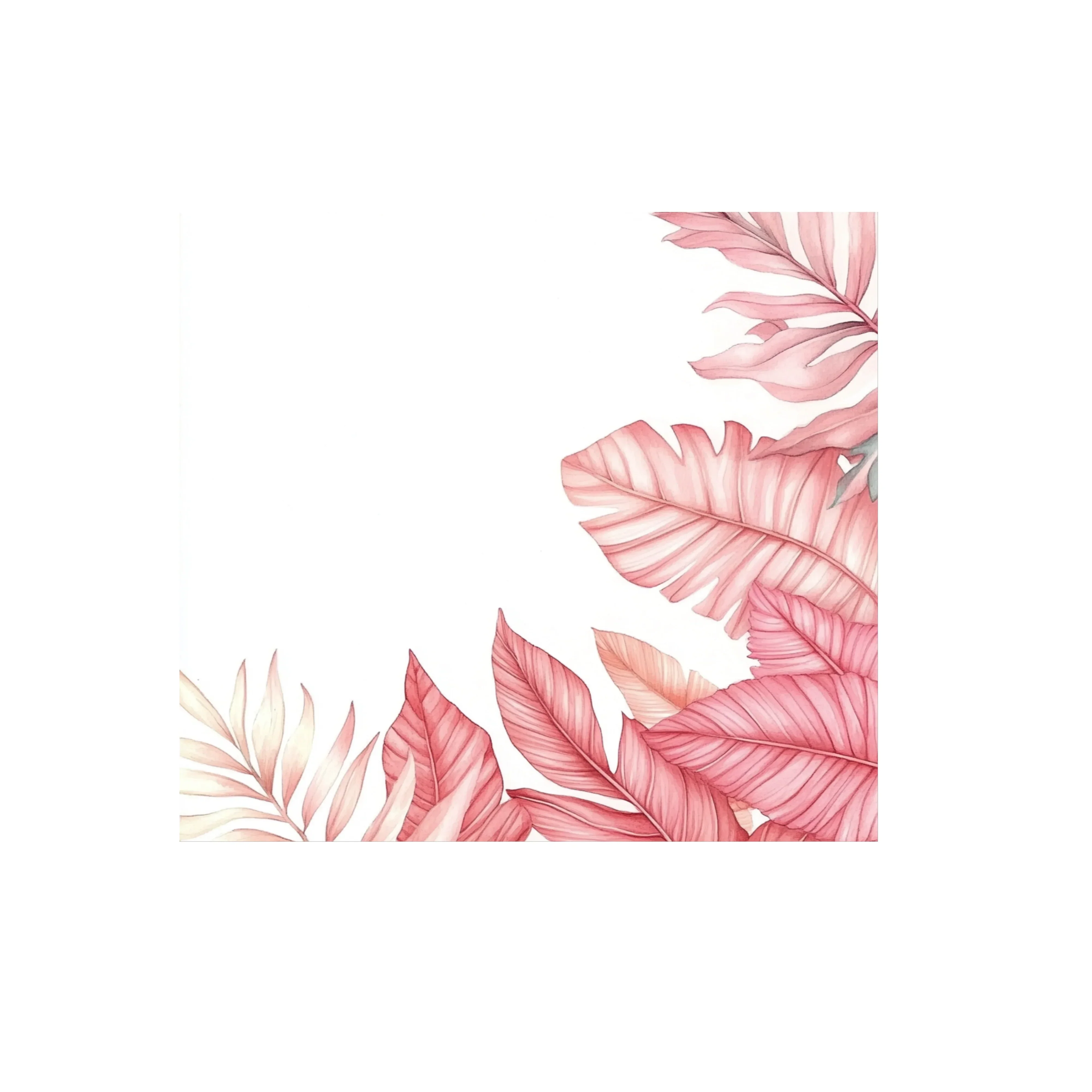 Pink Tropical Leaves Clipart Bundle - Image 3