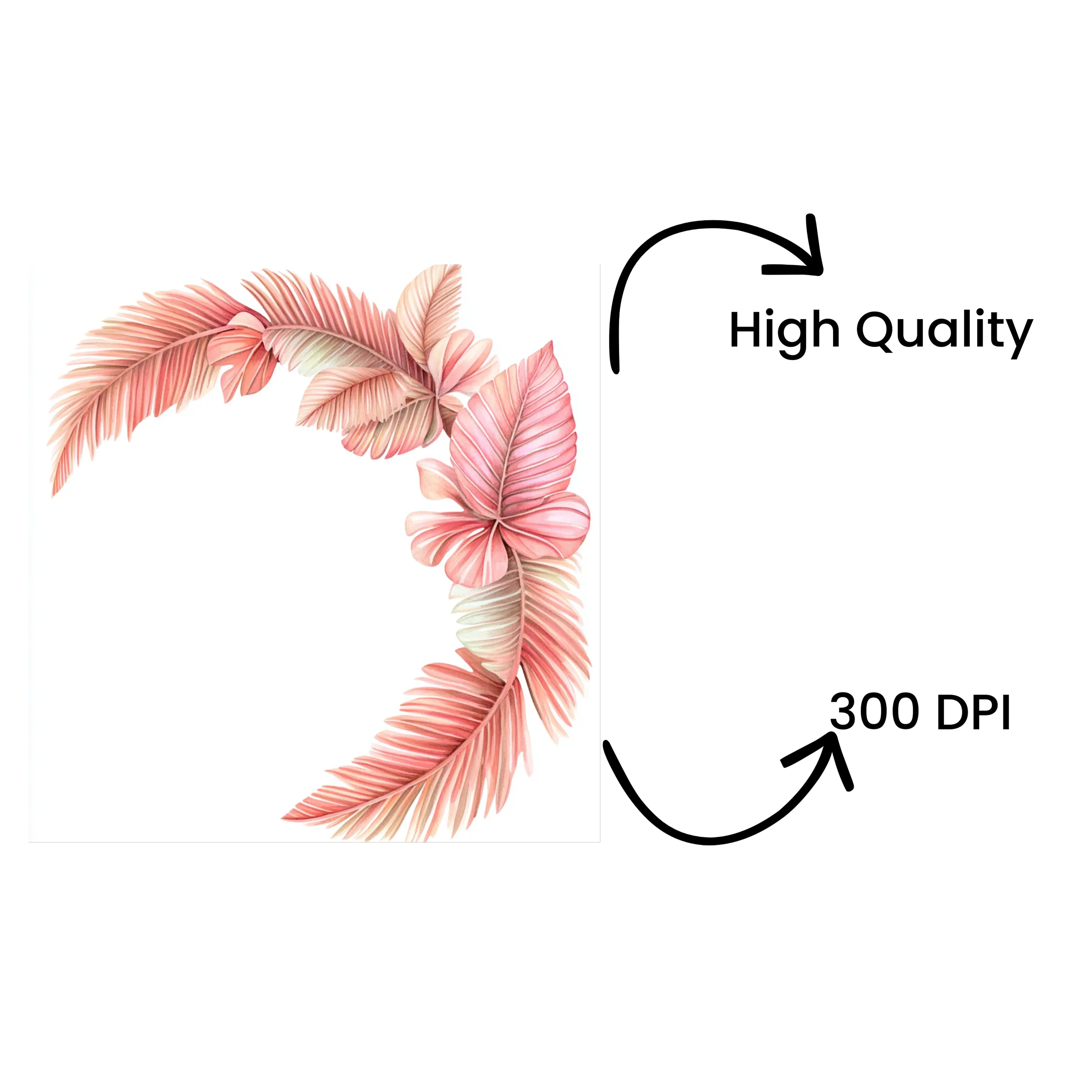 Pink Tropical Leaves Clipart Bundle - Image 4