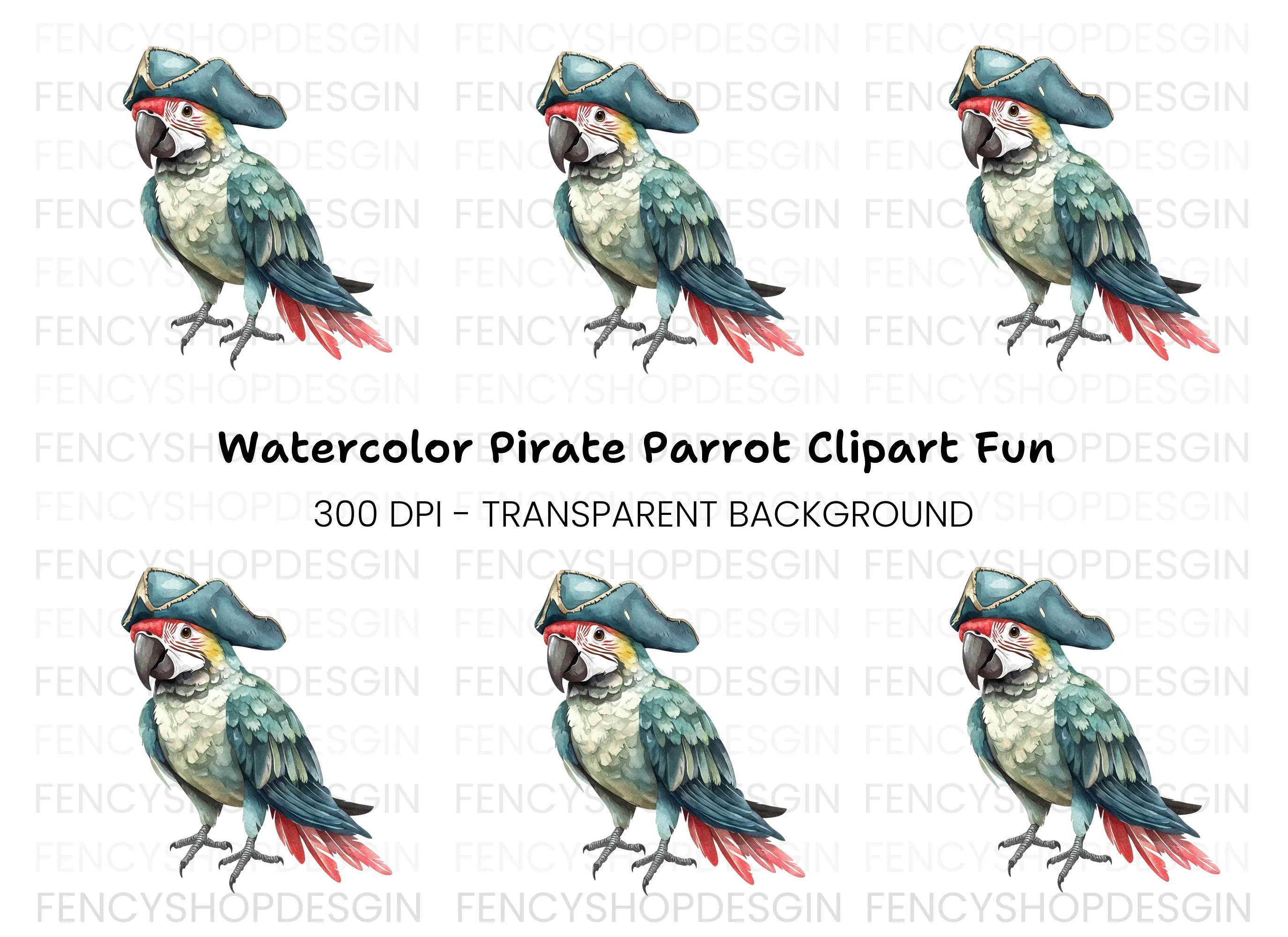 Pirate Parrot Clipart Bundle