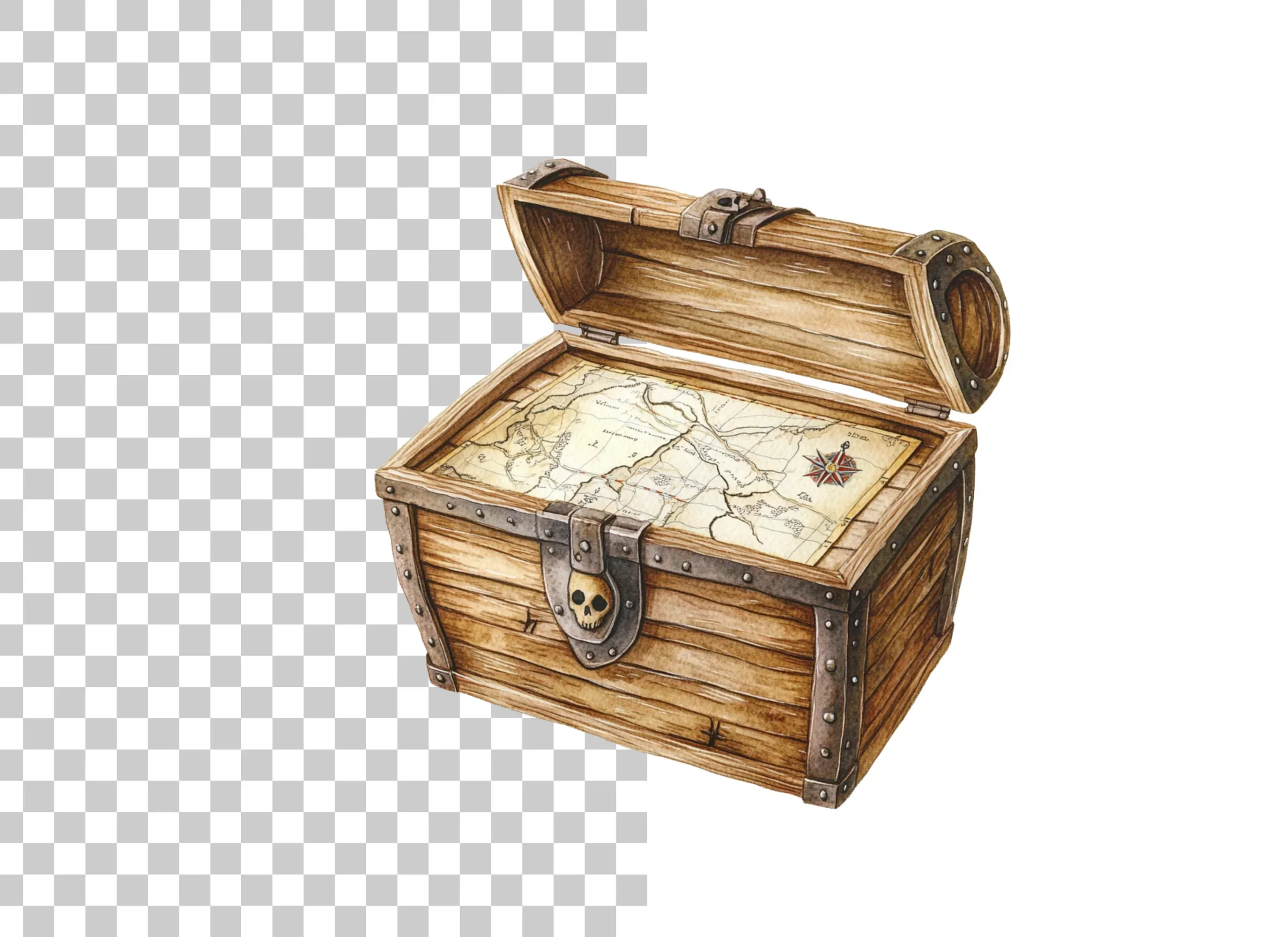 Pirate Treasure Chest with Map Clipart Bundle - Image 2