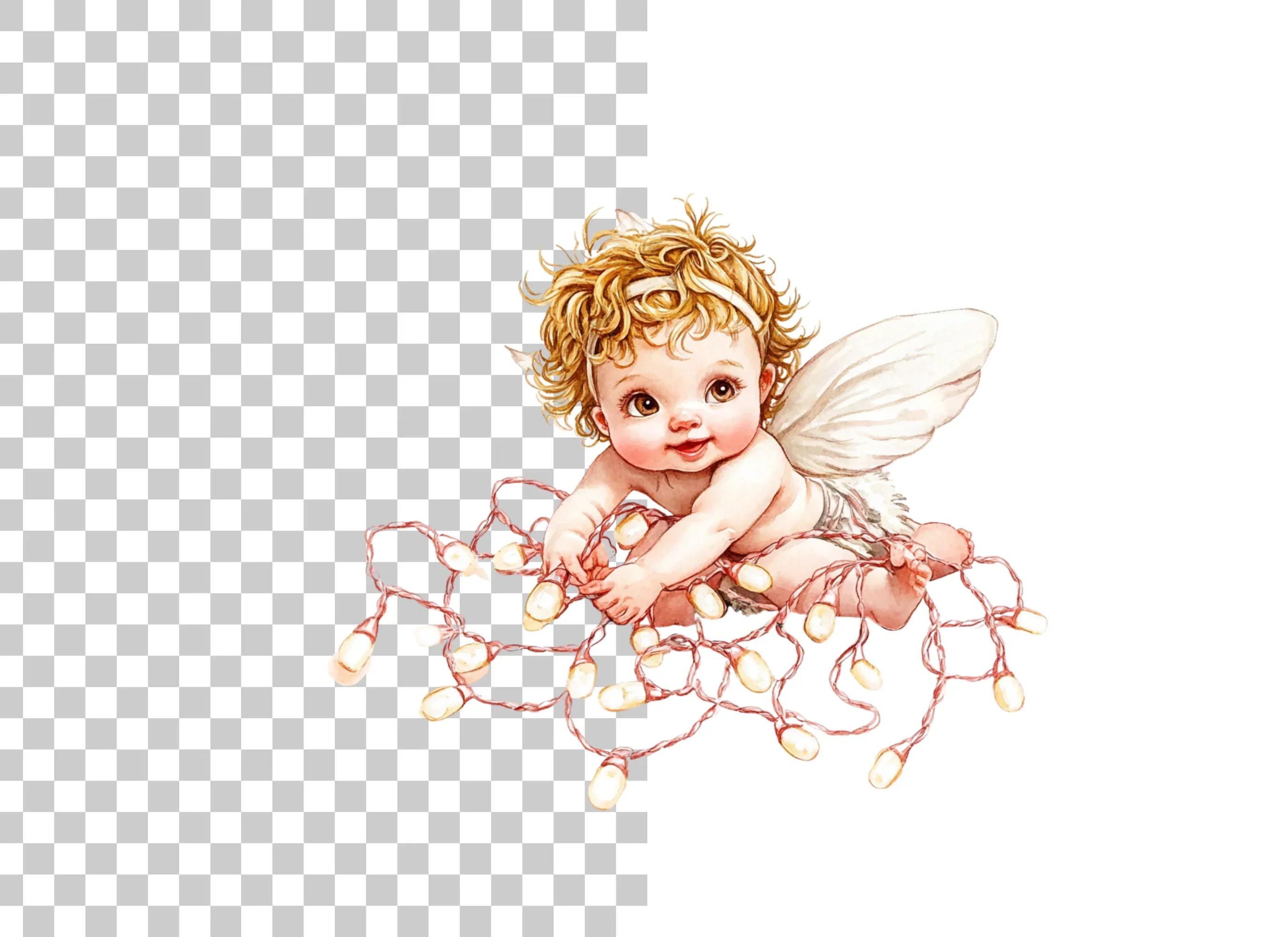 Playful Baby Angel with Pink Lights Clipart Bundle - Image 2