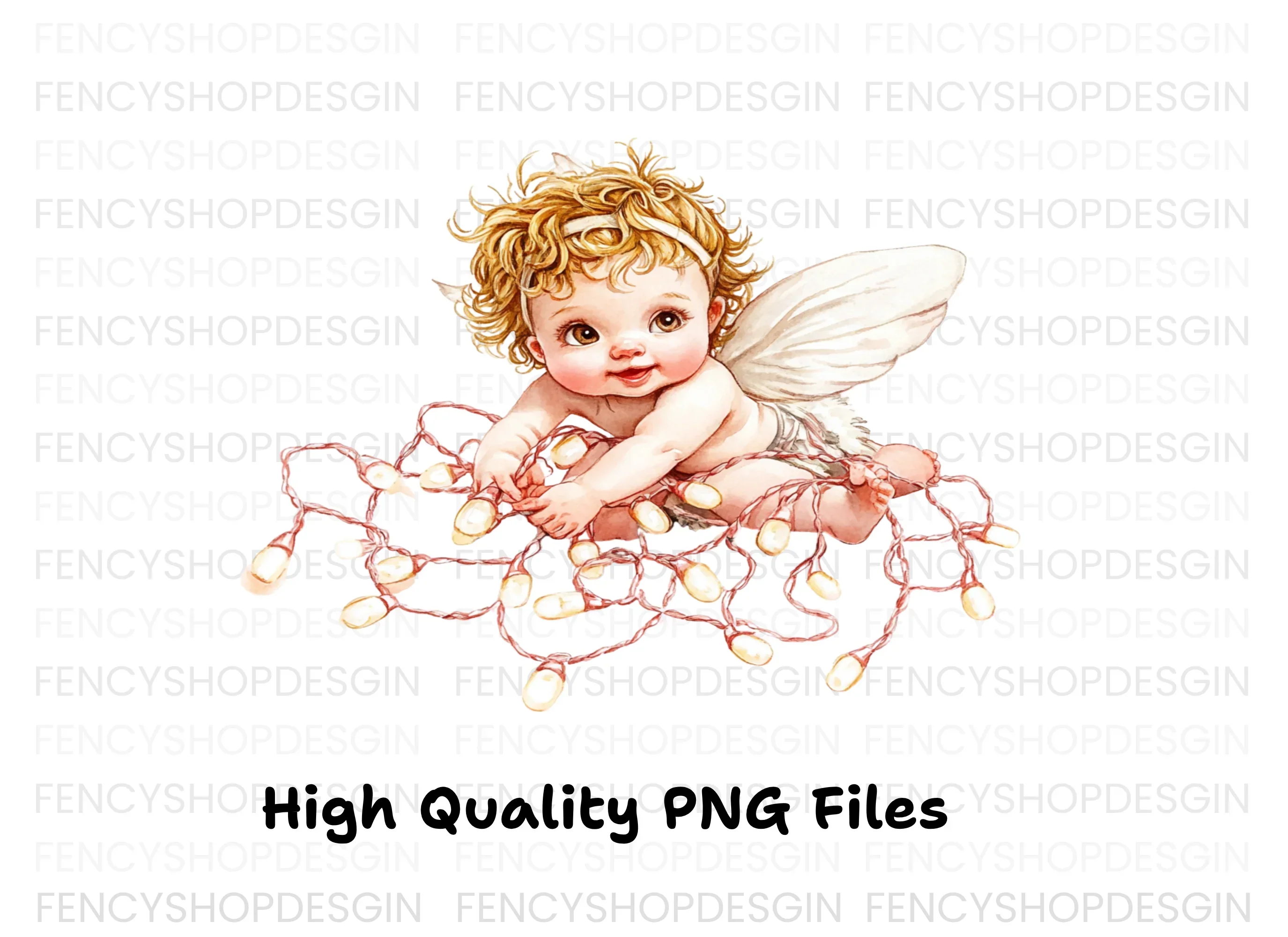 Playful Baby Angel with Pink Lights Clipart Bundle - Image 3