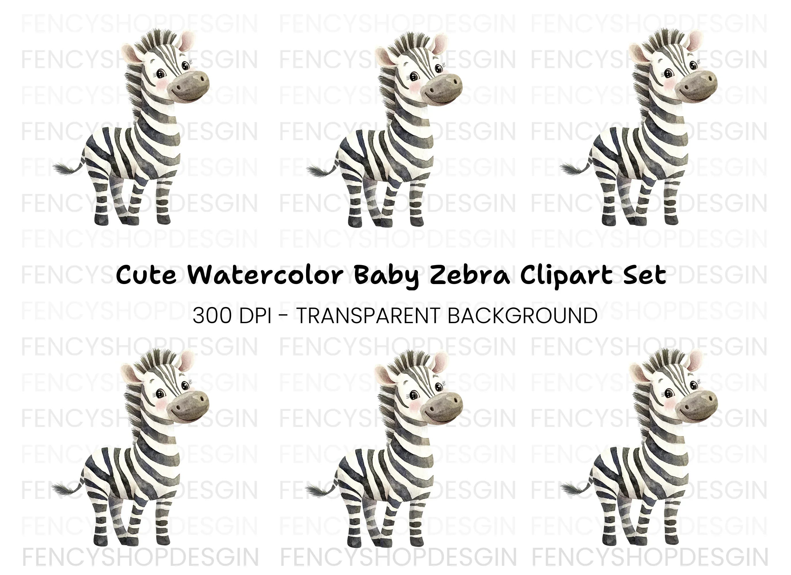 Playful Baby Zebra Clipart Bundle