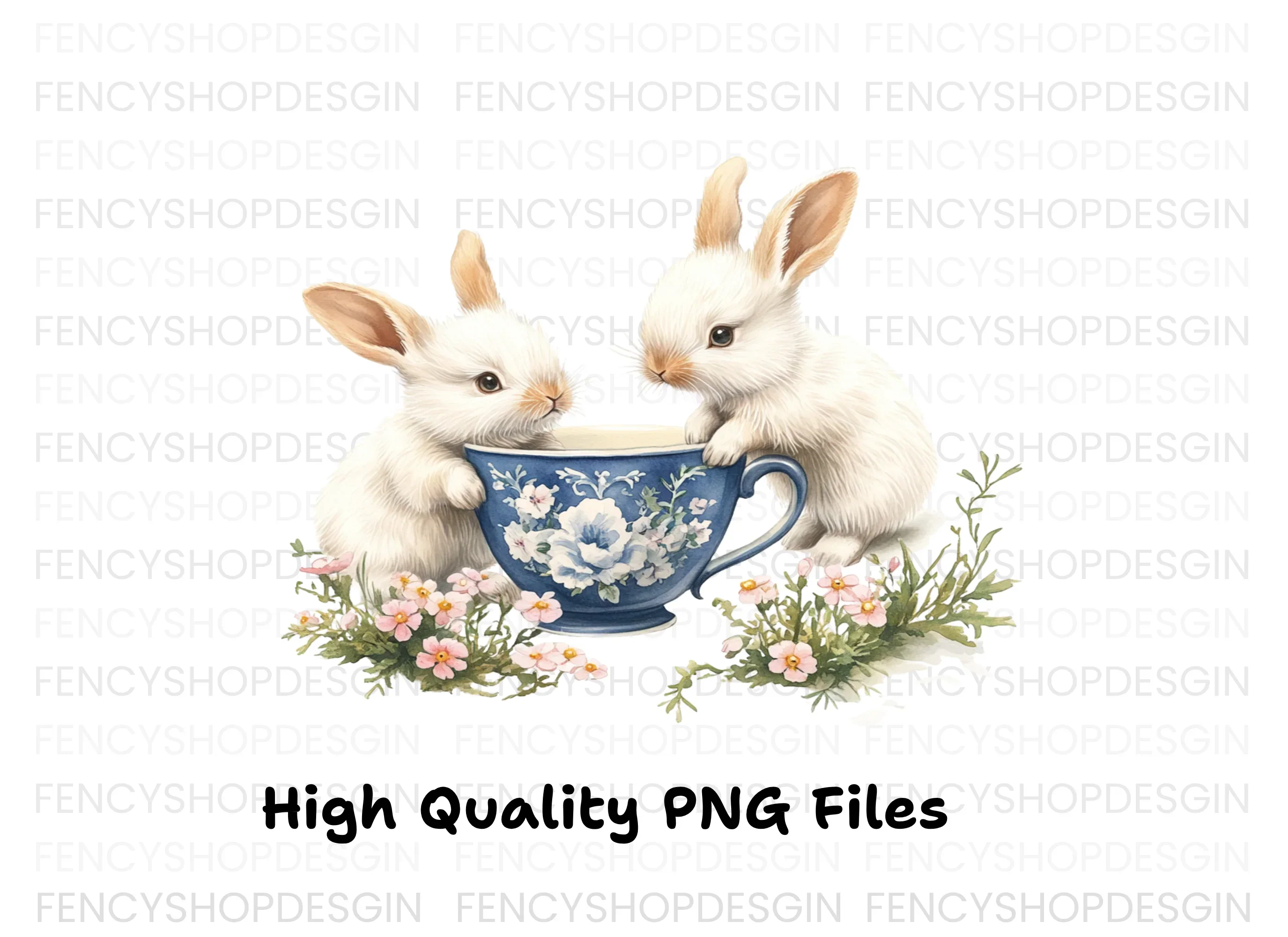 Playful Bunnies and Dandelion Clipart Bundle - Image 2