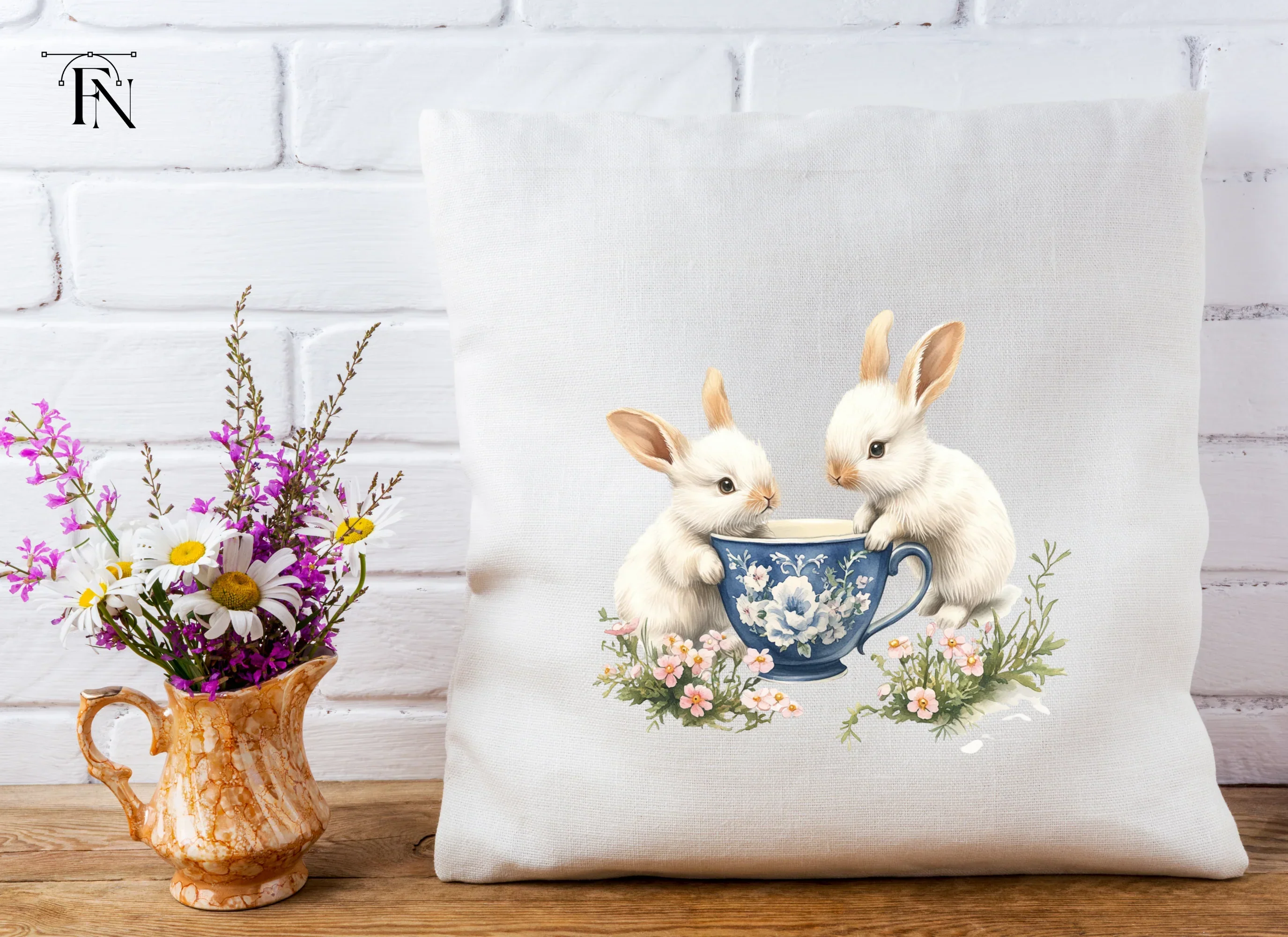Playful Bunnies and Dandelion Clipart Bundle - Image 4