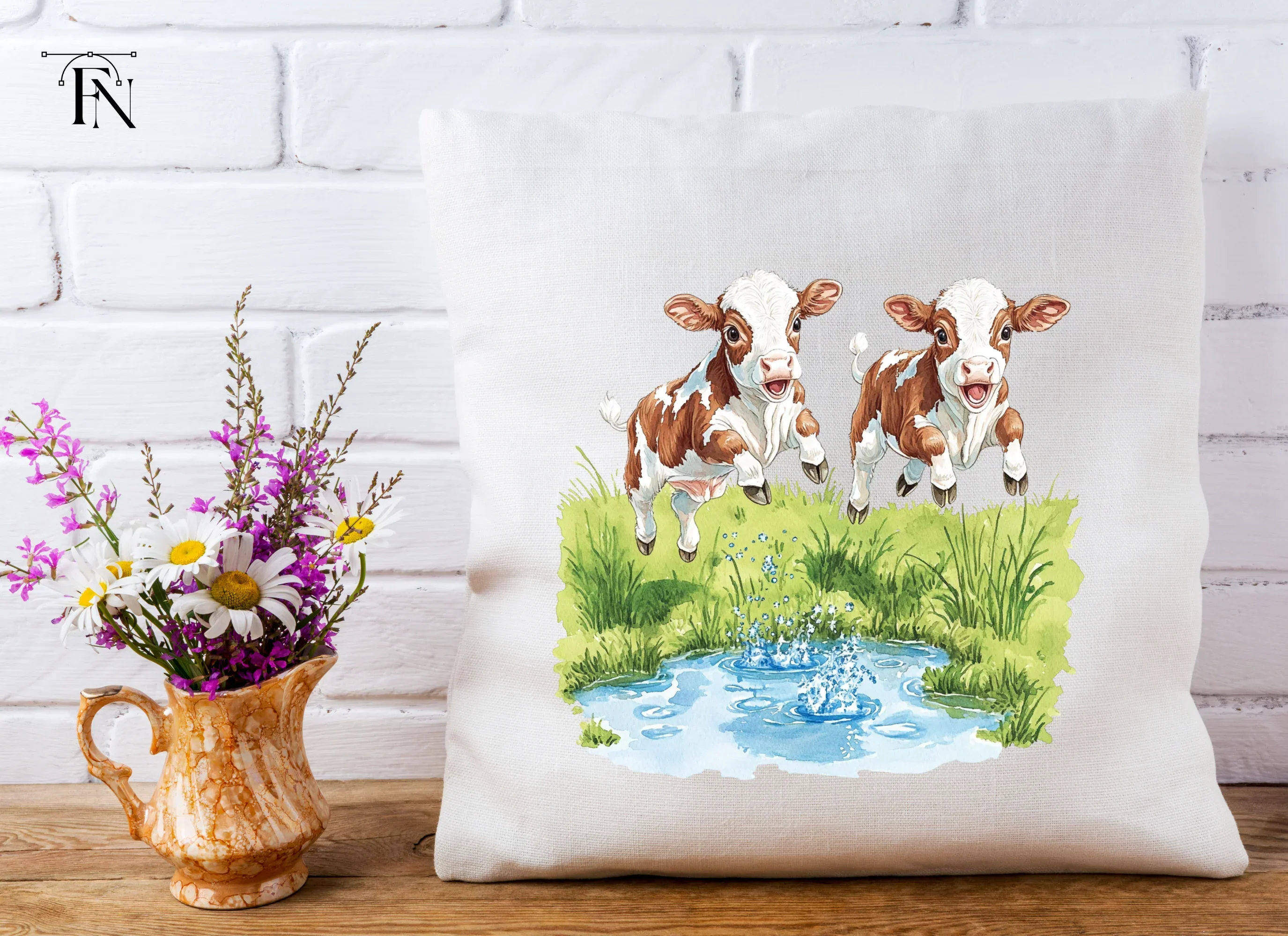 Playful Calves in Water Clipart Bundle - Image 5