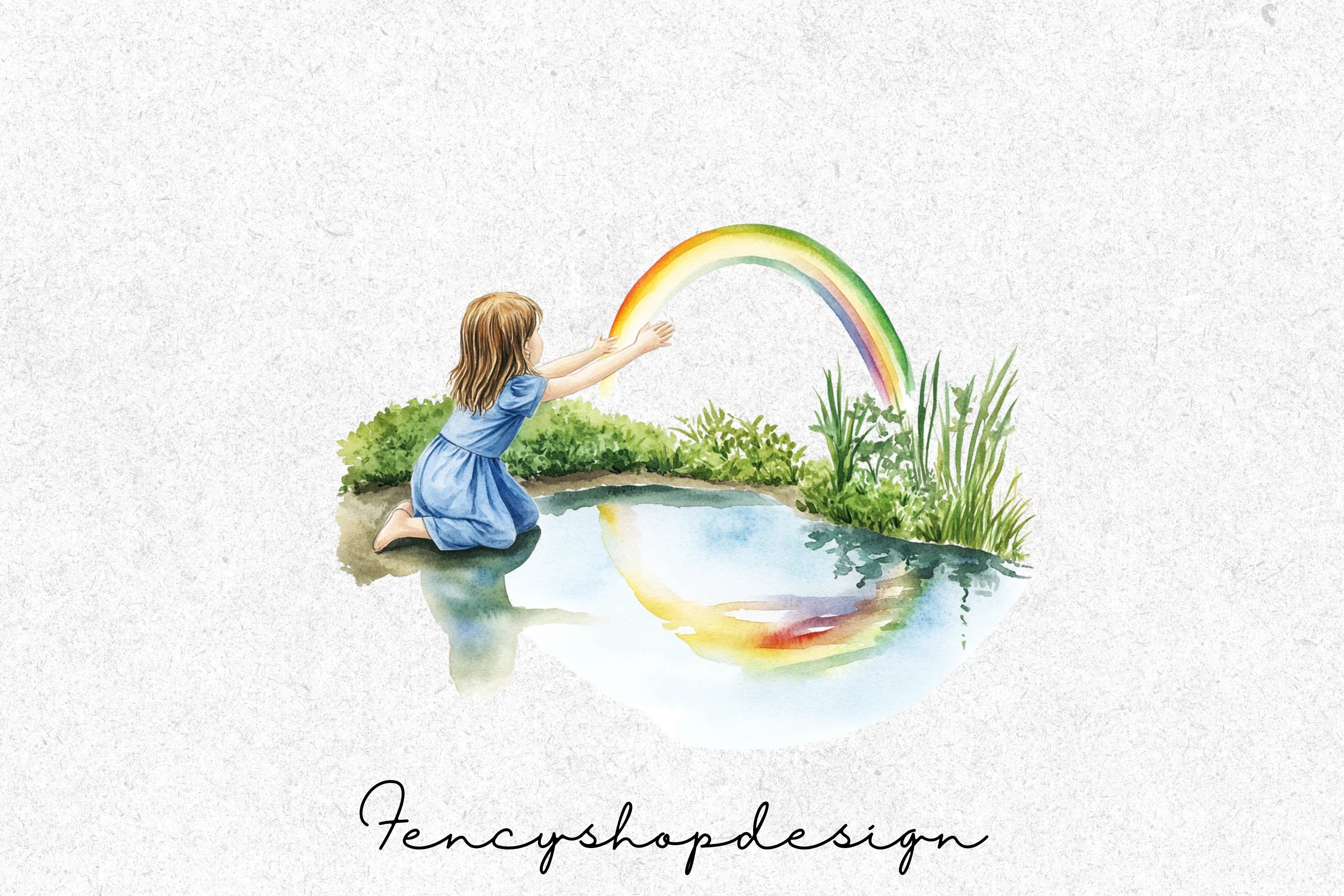 Playful Children with Rainbows Clipart Bundle - Image 3
