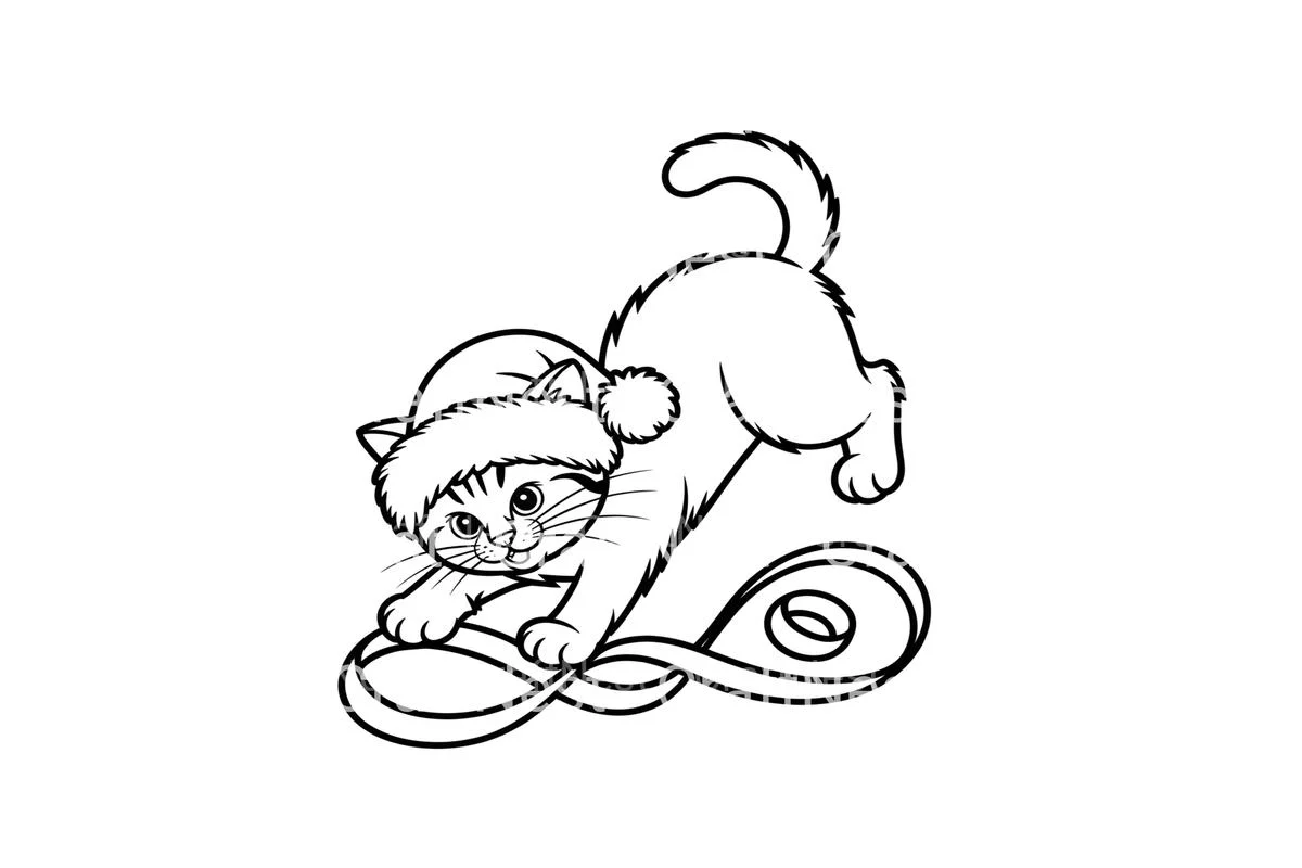 Playful Christmas Cat Coloring Books Coloring Books - Image 2