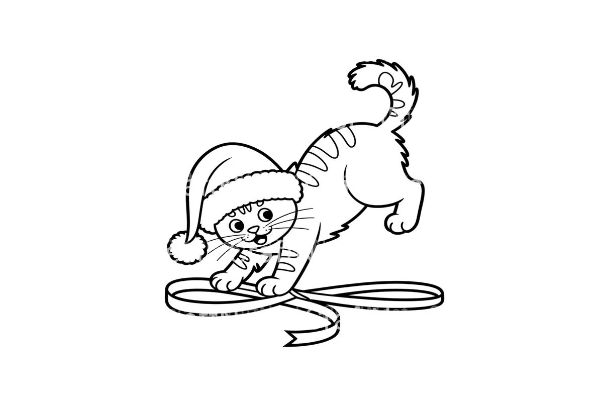 Playful Christmas Cat Coloring Books Coloring Books - Image 3