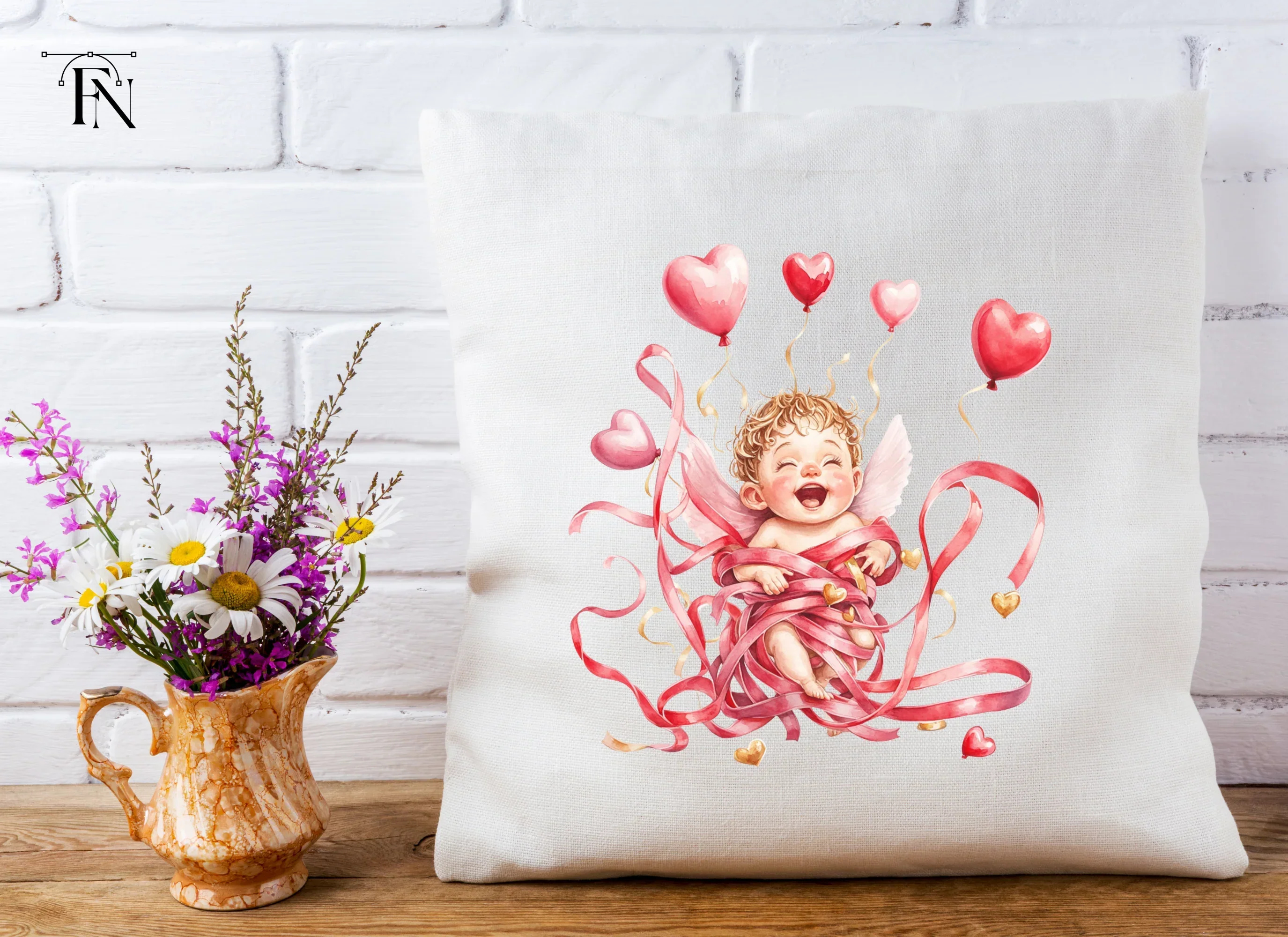 Playful Cupid with Ribbons Clipart Bundle - Image 5