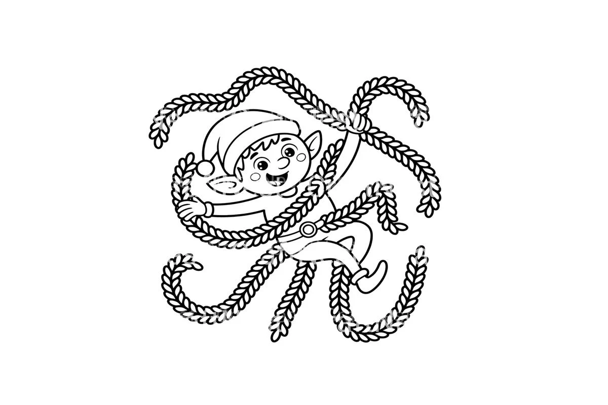 Playful Elf with Knitted Rope Coloring Books - Image 2