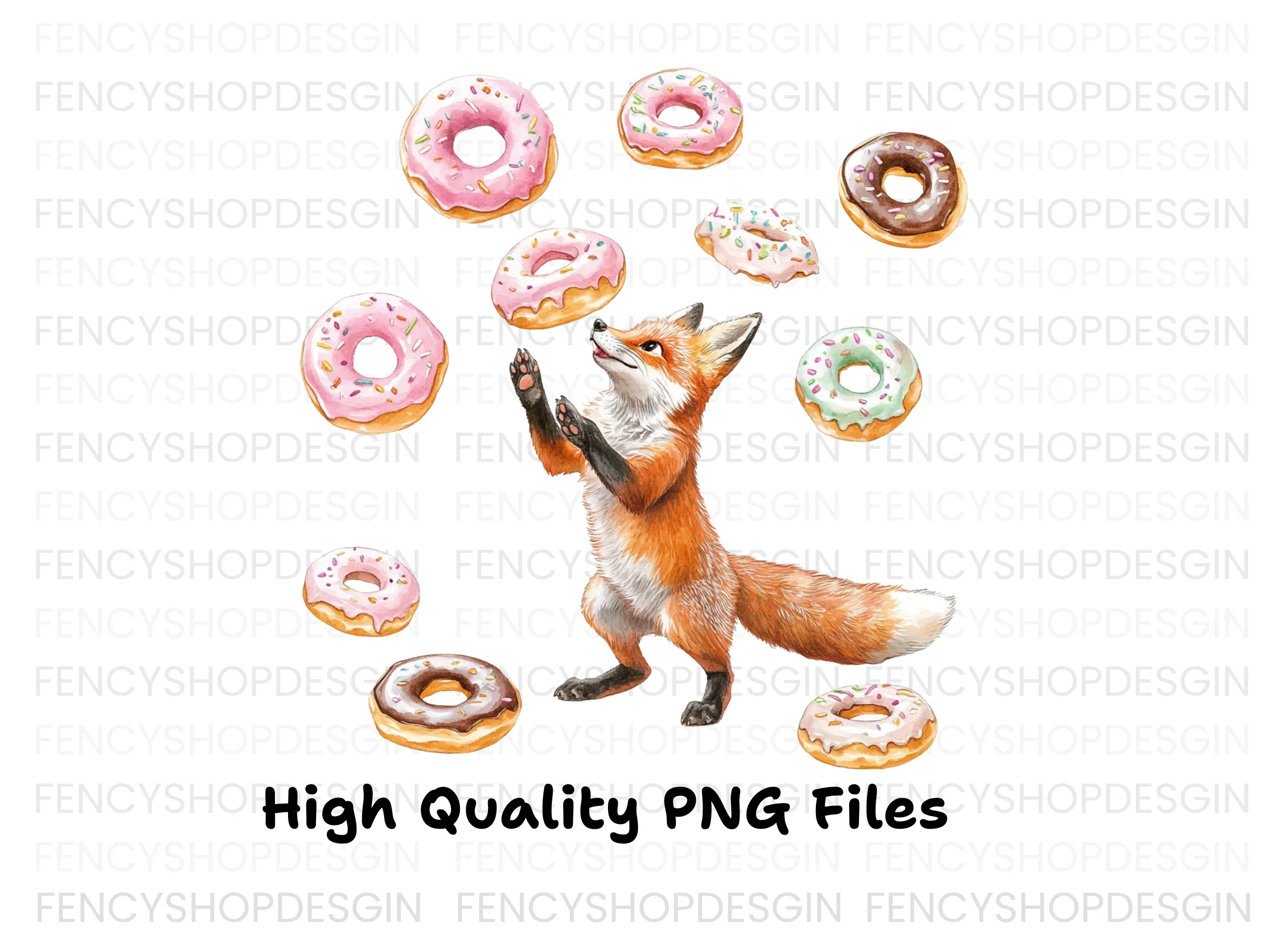 Playful Foxes and Donuts Clipart Bundle - Image 3