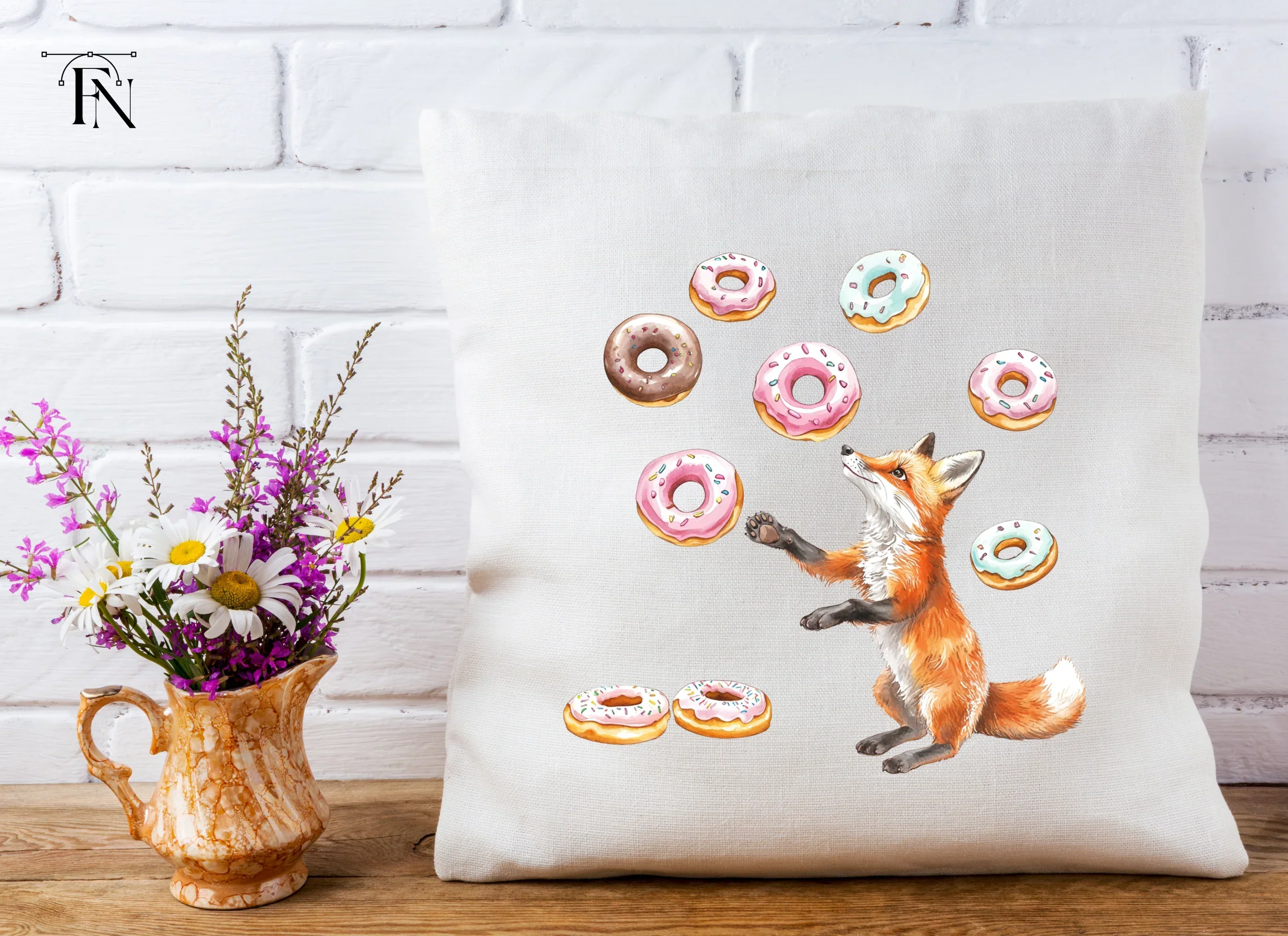 Playful Foxes and Donuts Clipart Bundle - Image 5