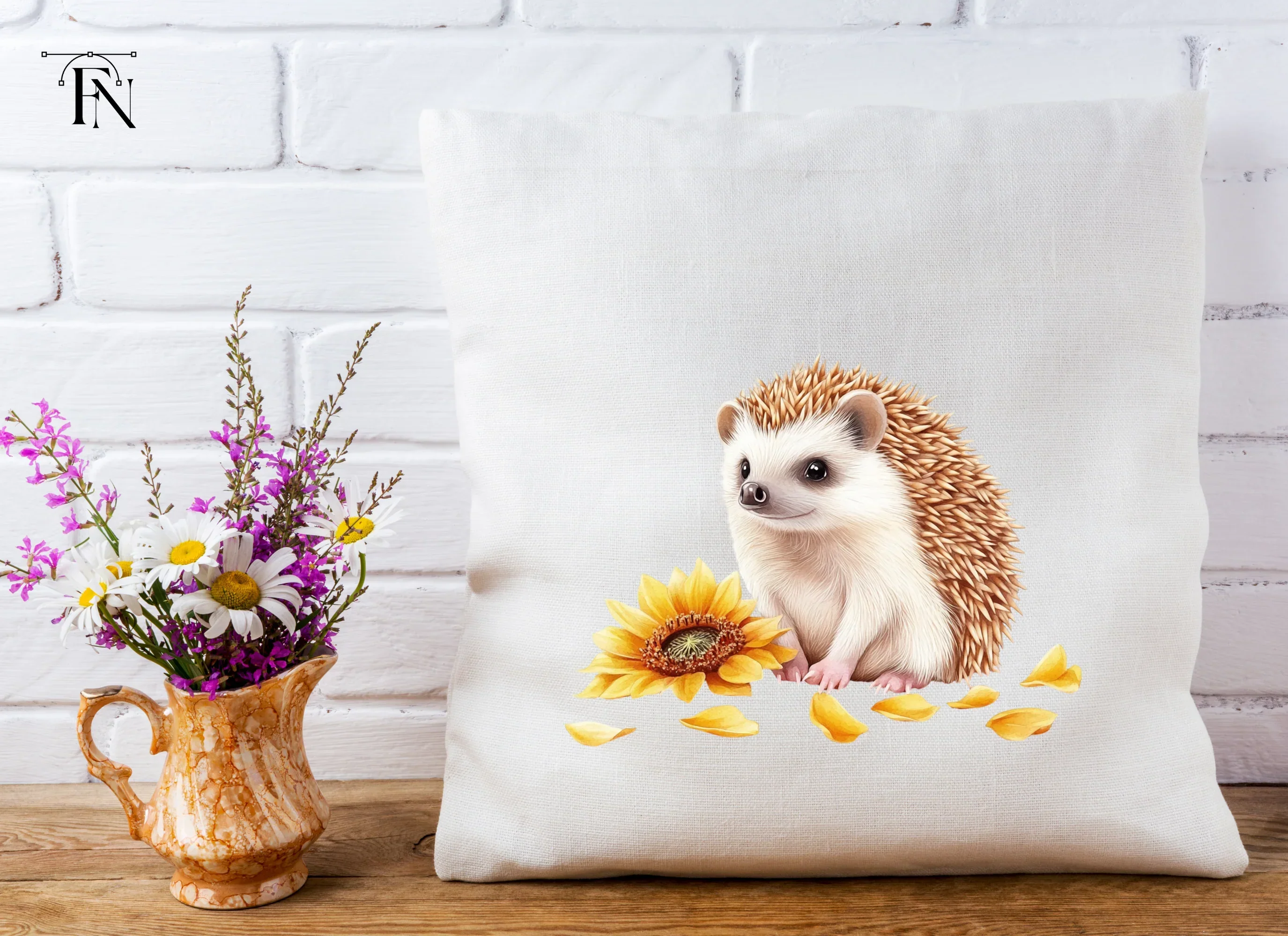 Playful Hedgehogs with Sunflowers Clipart Bundle - Image 5