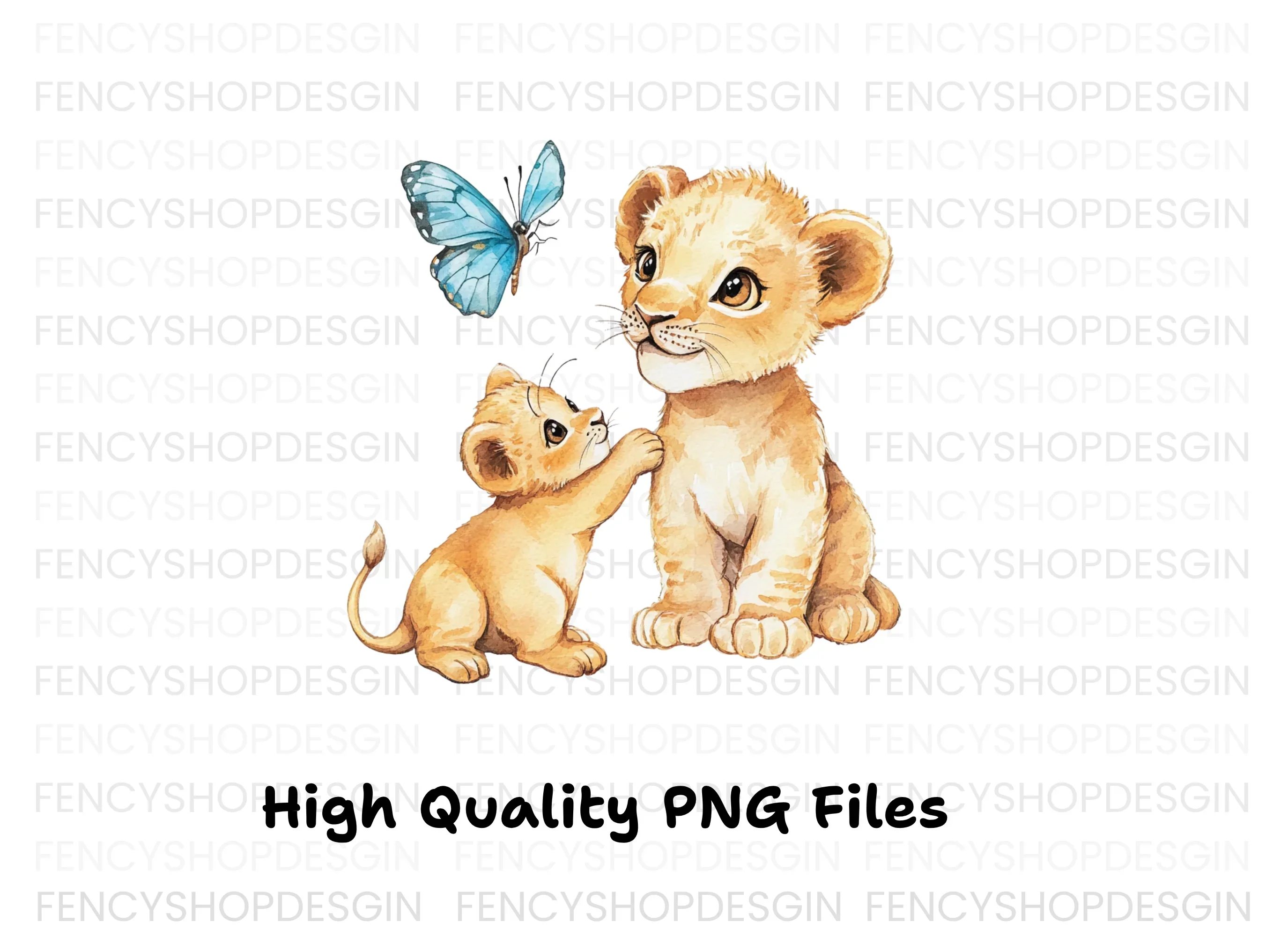 Playful Lion Cubs and Butterfly Clipart Bundle - Image 2