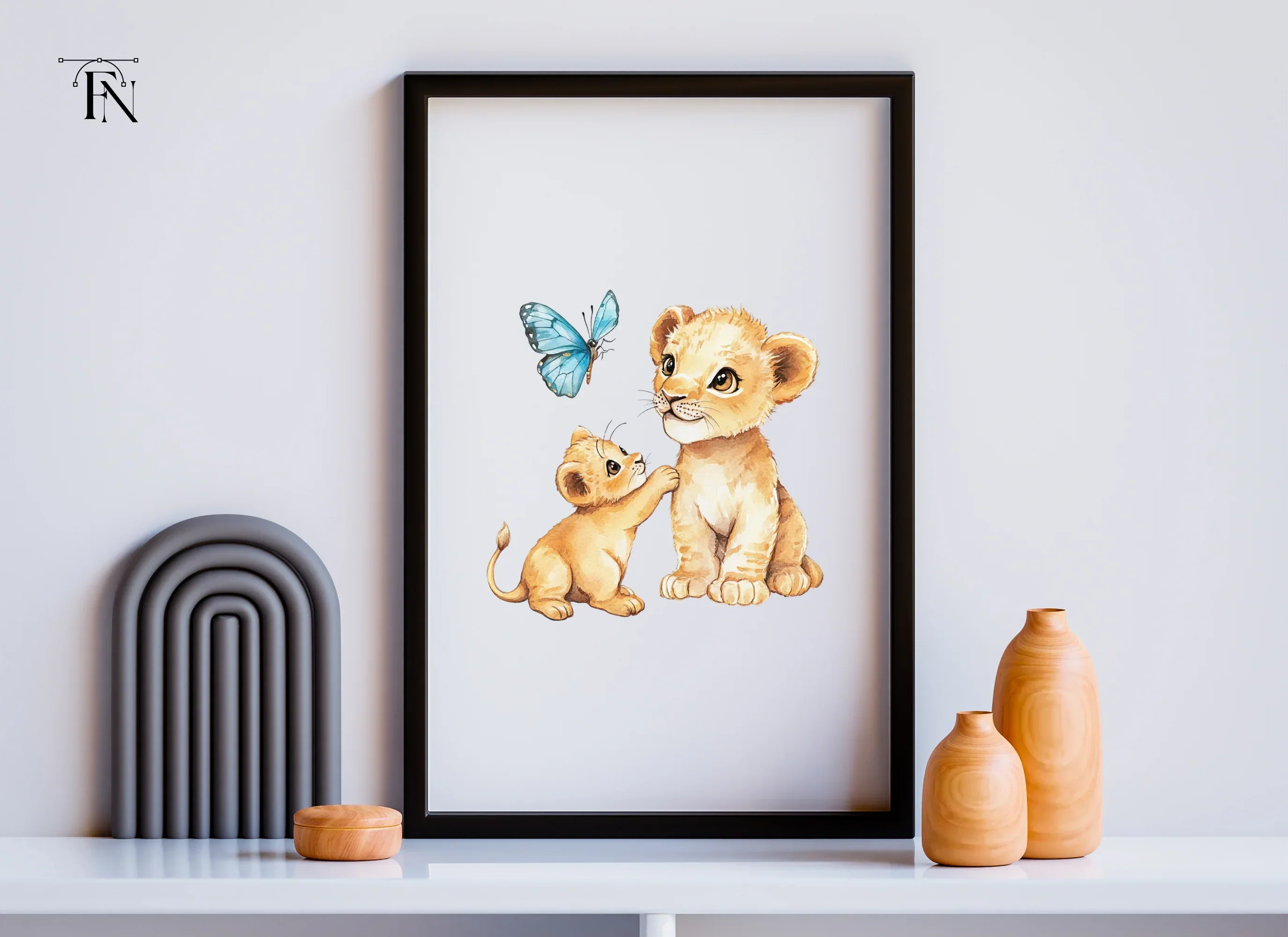Playful Lion Cubs and Butterfly Clipart Bundle - Image 5