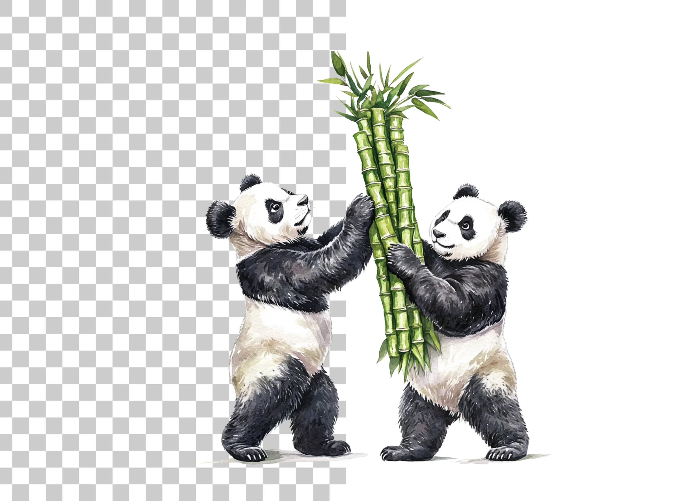 Playful Pandas with Bamboo Clipart Bundle - Image 6