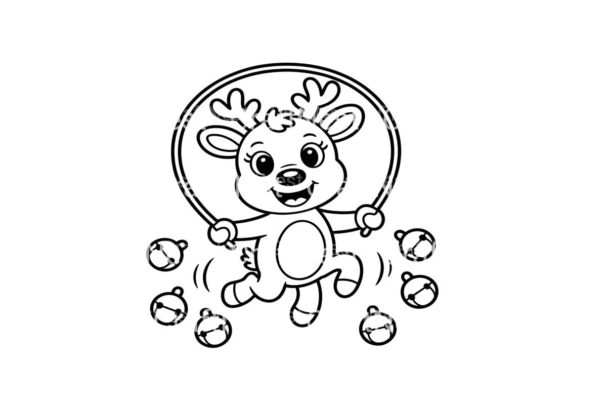 Playful Reindeer Jumping Rope Coloring Books - Image 2