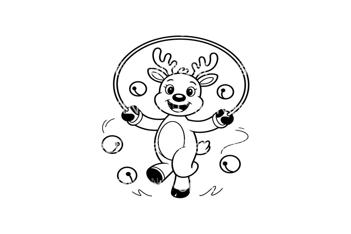 Playful Reindeer Jumping Rope Coloring Books - Image 3