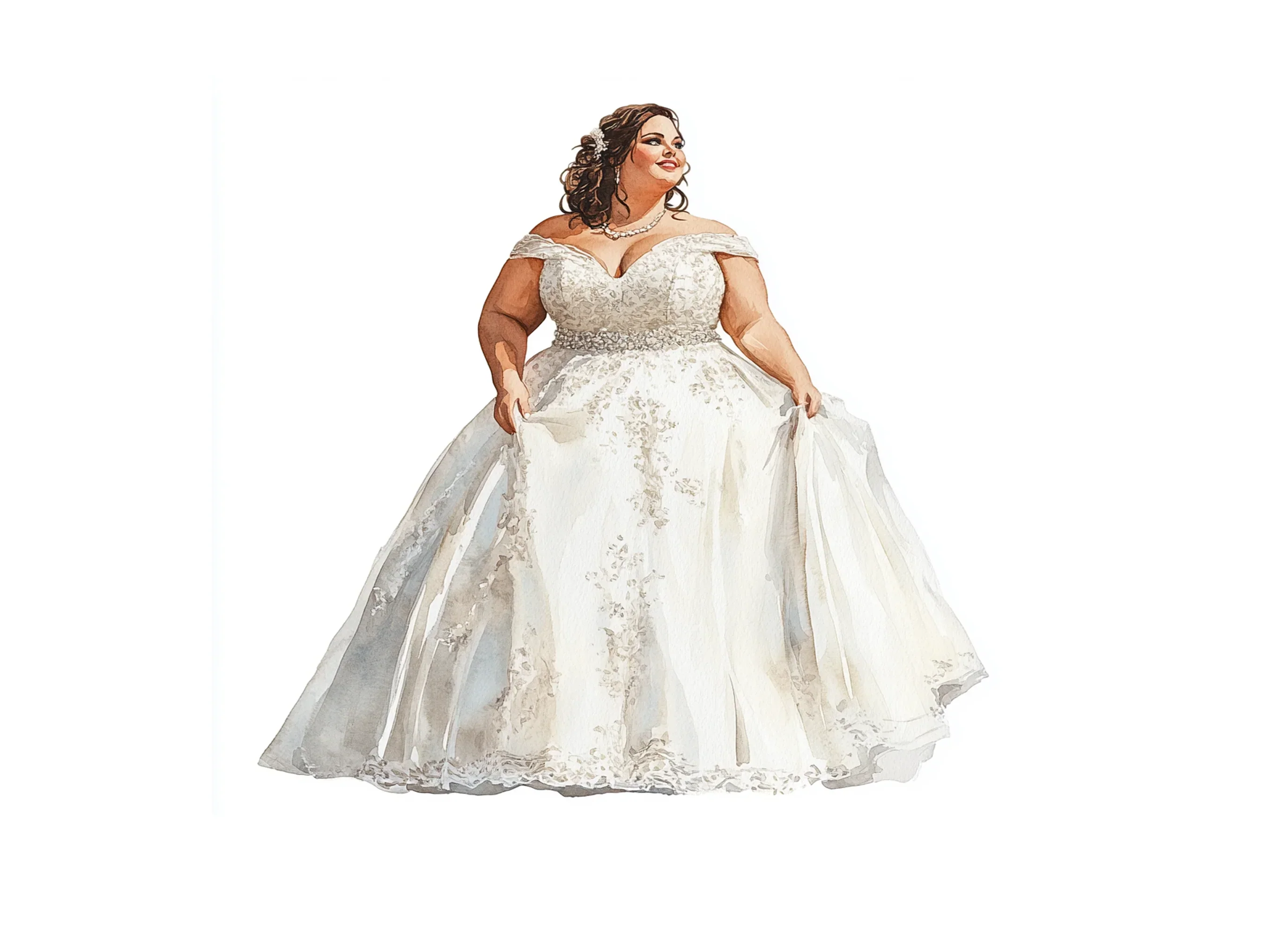 Plus Size Bride Wedding Dress Clipart Bundle - Image 3