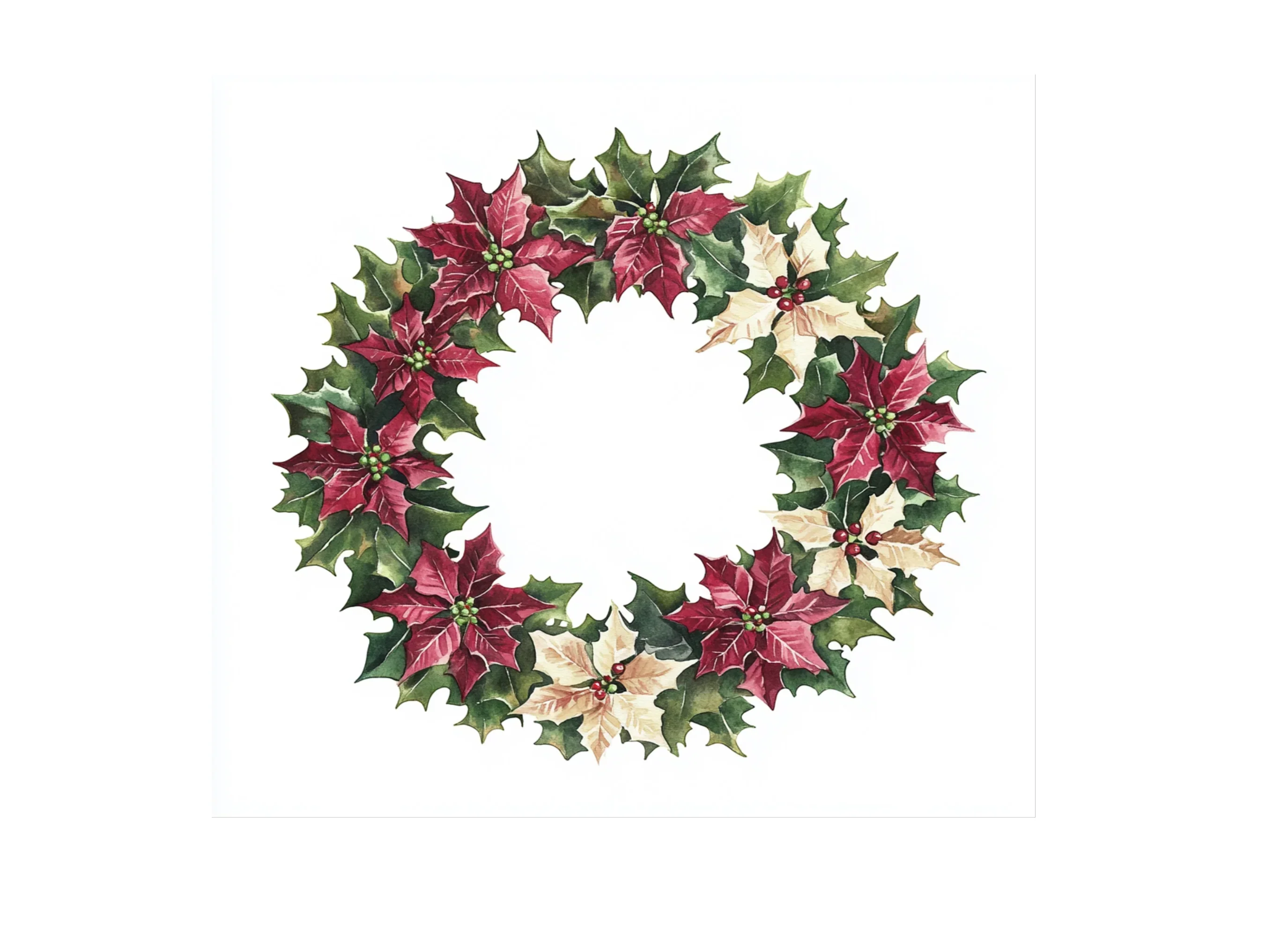 Poinsettia Wreaths Clipart Bundle - Image 2