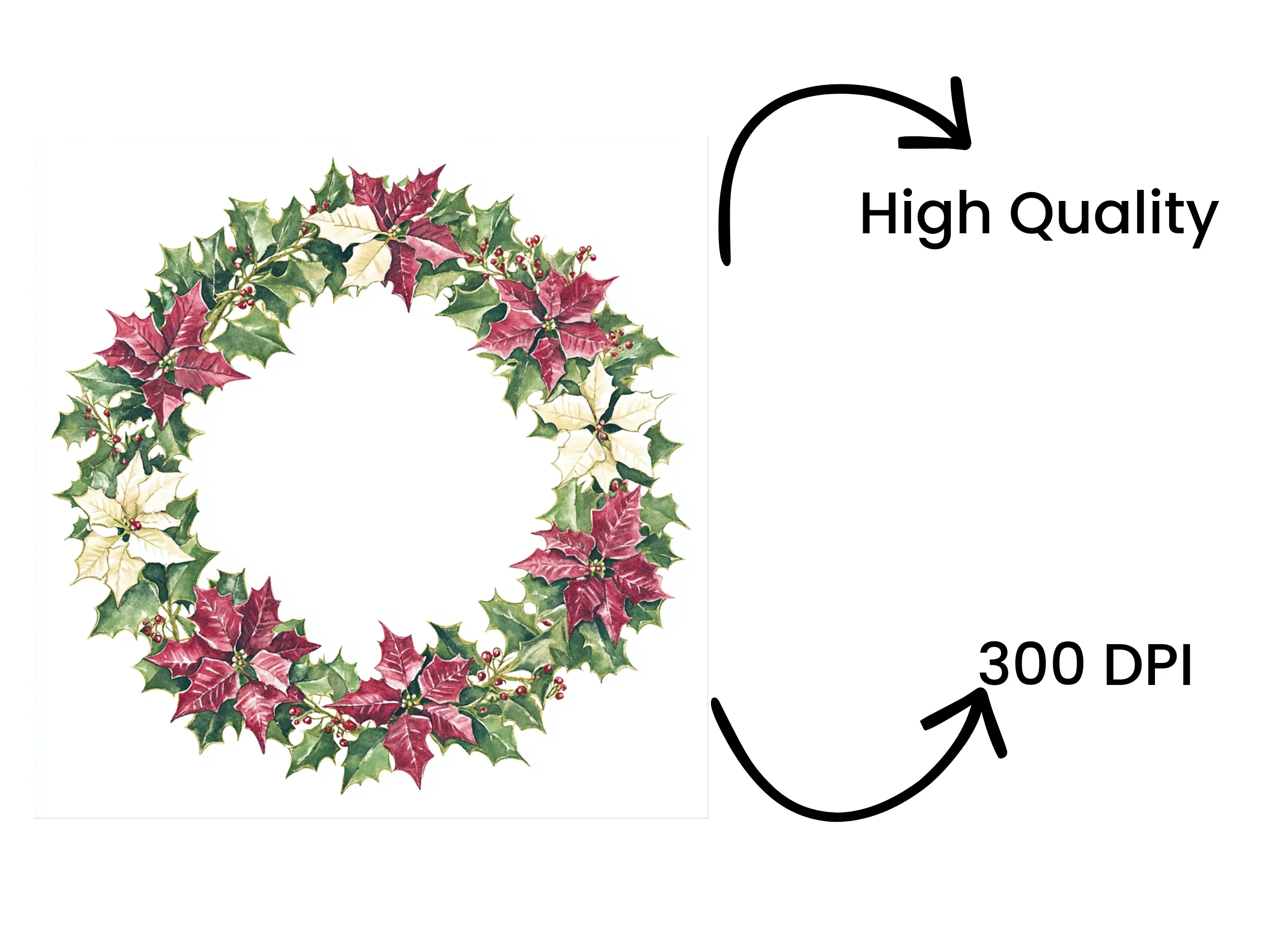 Poinsettia Wreaths Clipart Bundle - Image 4