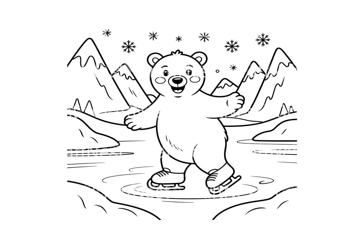 Polar Bear Ice Skating Coloring Books - Image 3
