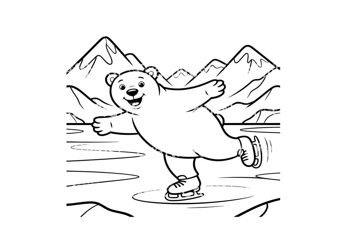 Polar Bear Ice Skating Fun Coloring Books - Image 2
