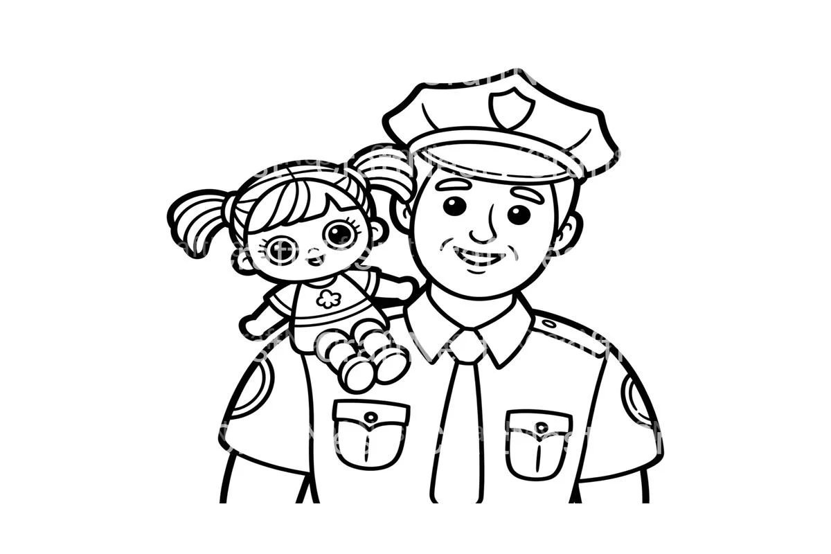 Police Officer and Doll Coloring Books - Image 3
