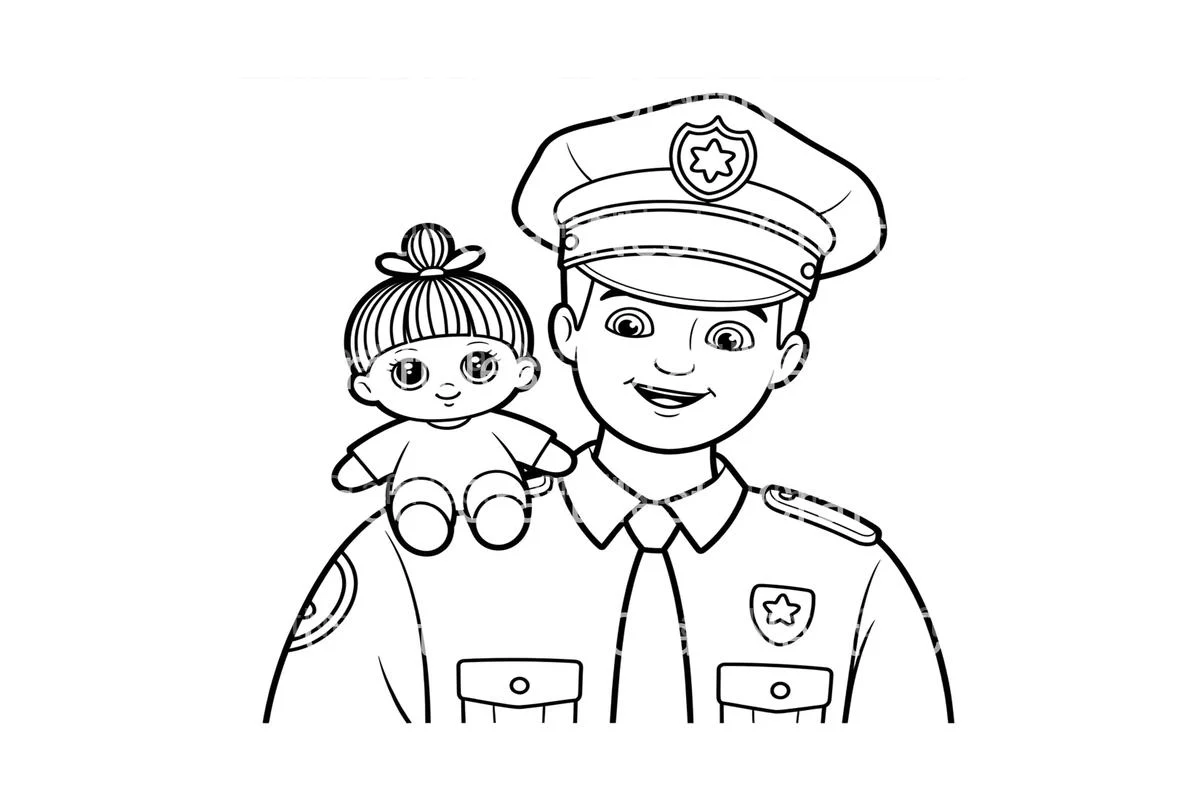 Police Officer and Doll Coloring Books - Image 4