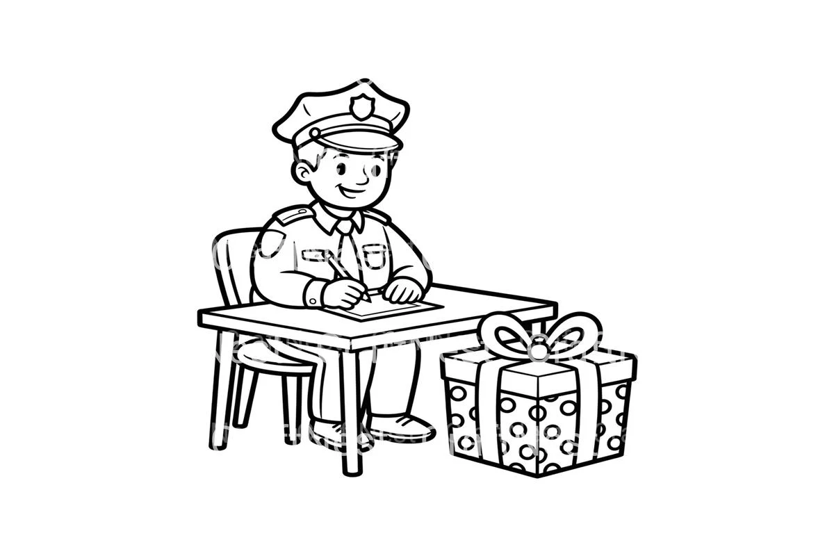 Police Officer with Gift Coloring Books - Image 3