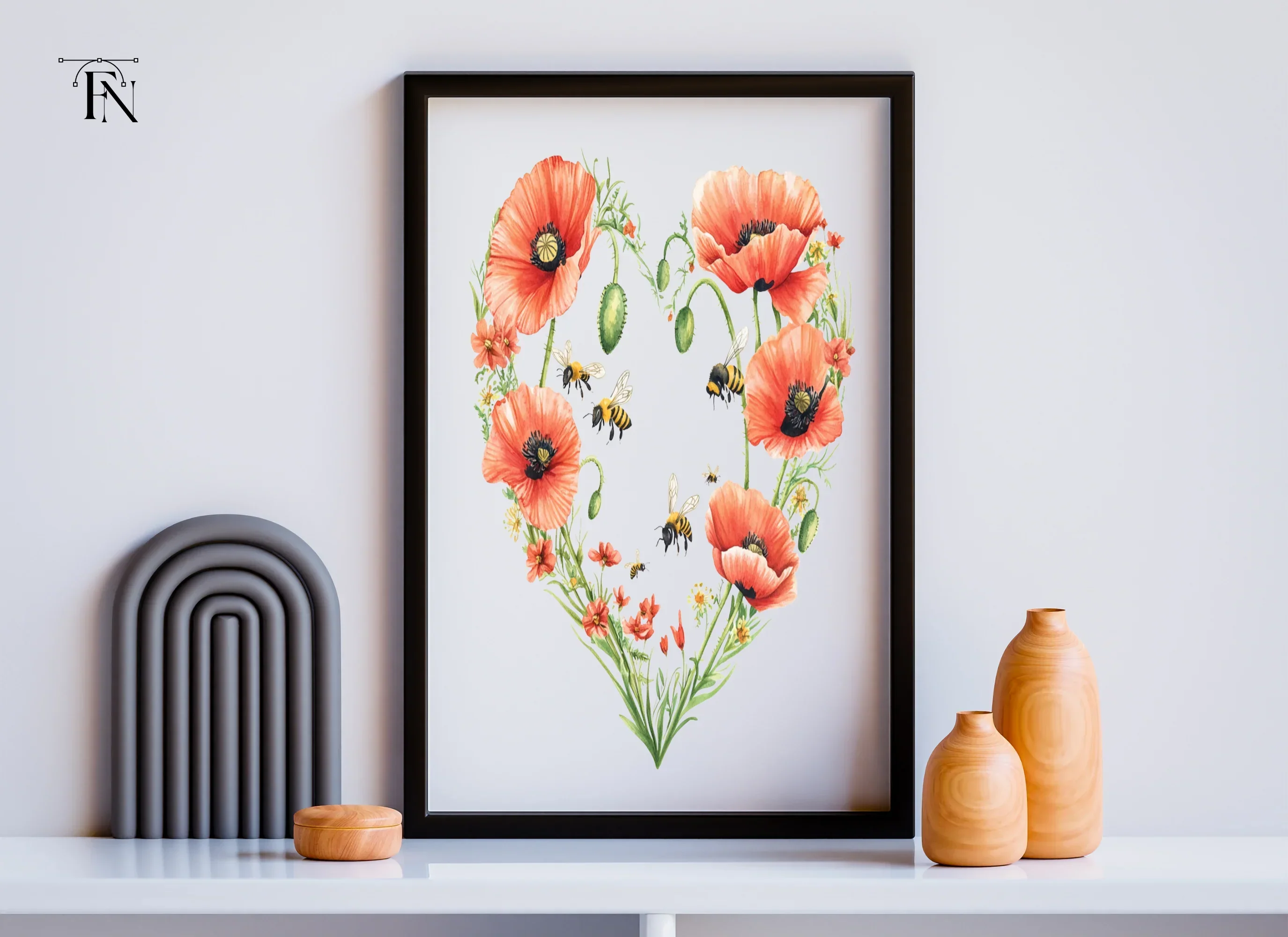 Poppy and Bee Heart Clipart Bundle - Image 6