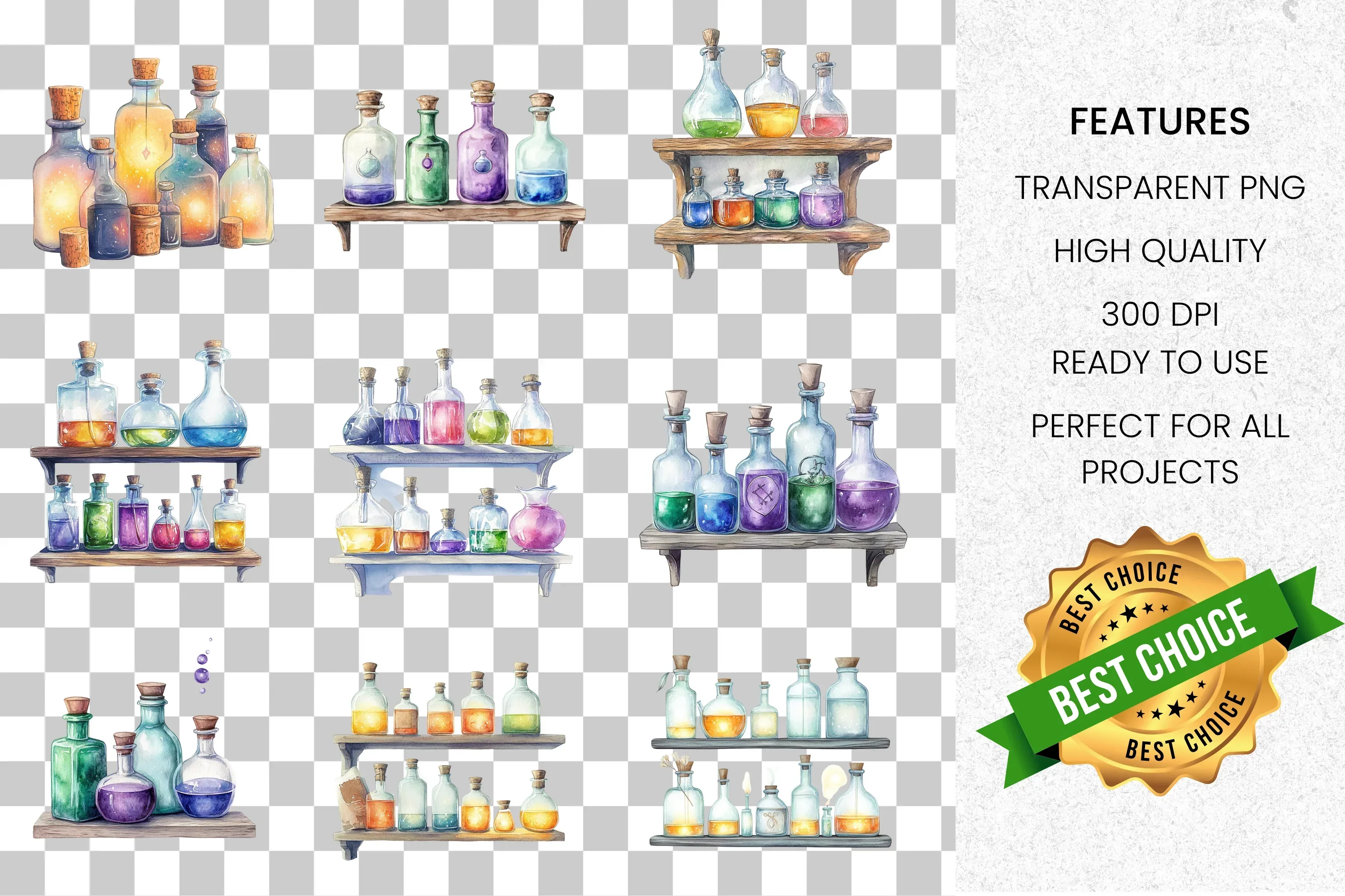 Potion Bottles Elixirs Clipart Bundle - Image 2