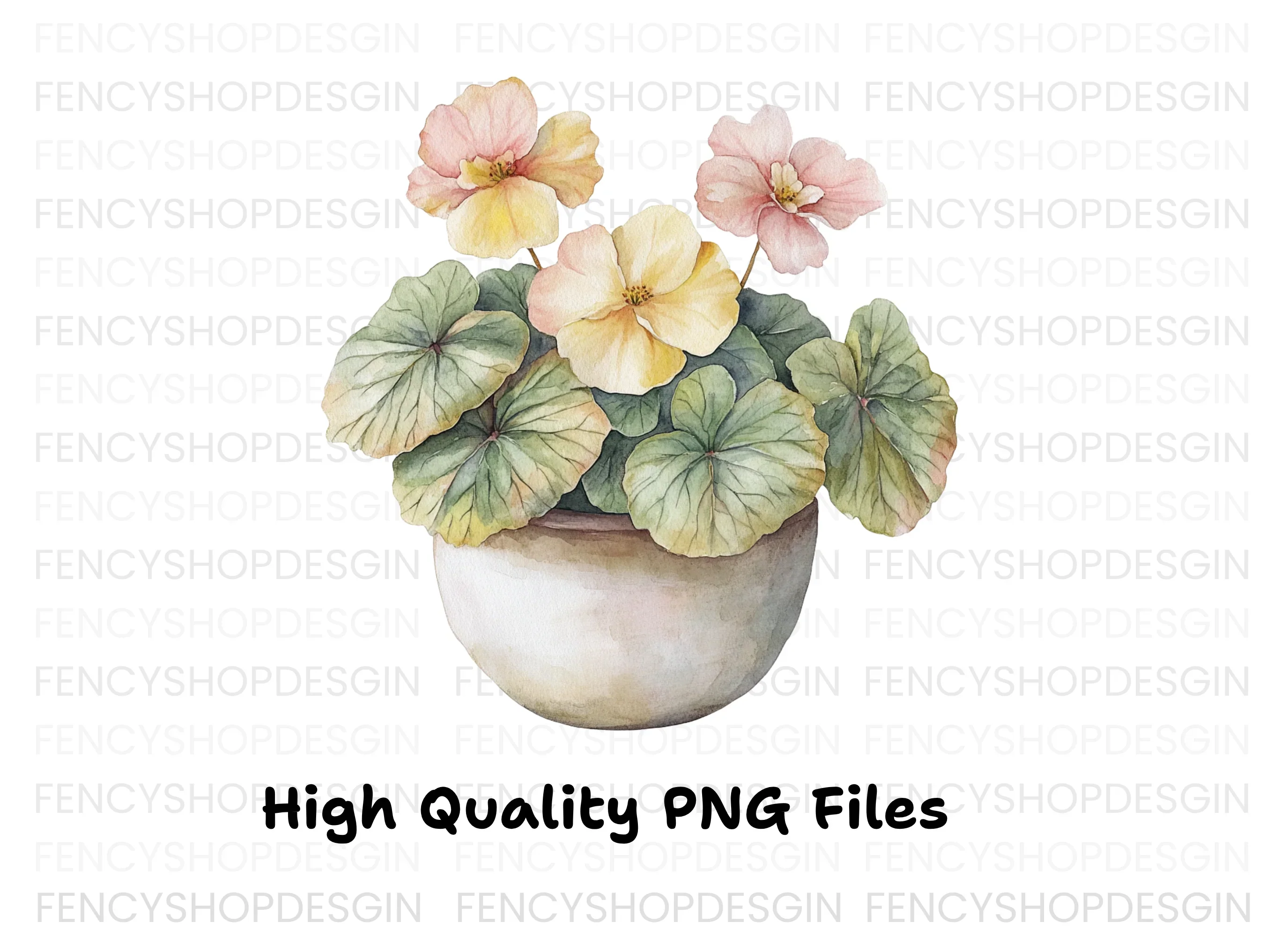 Potted Begonia Flower Clipart Bundle - Image 2