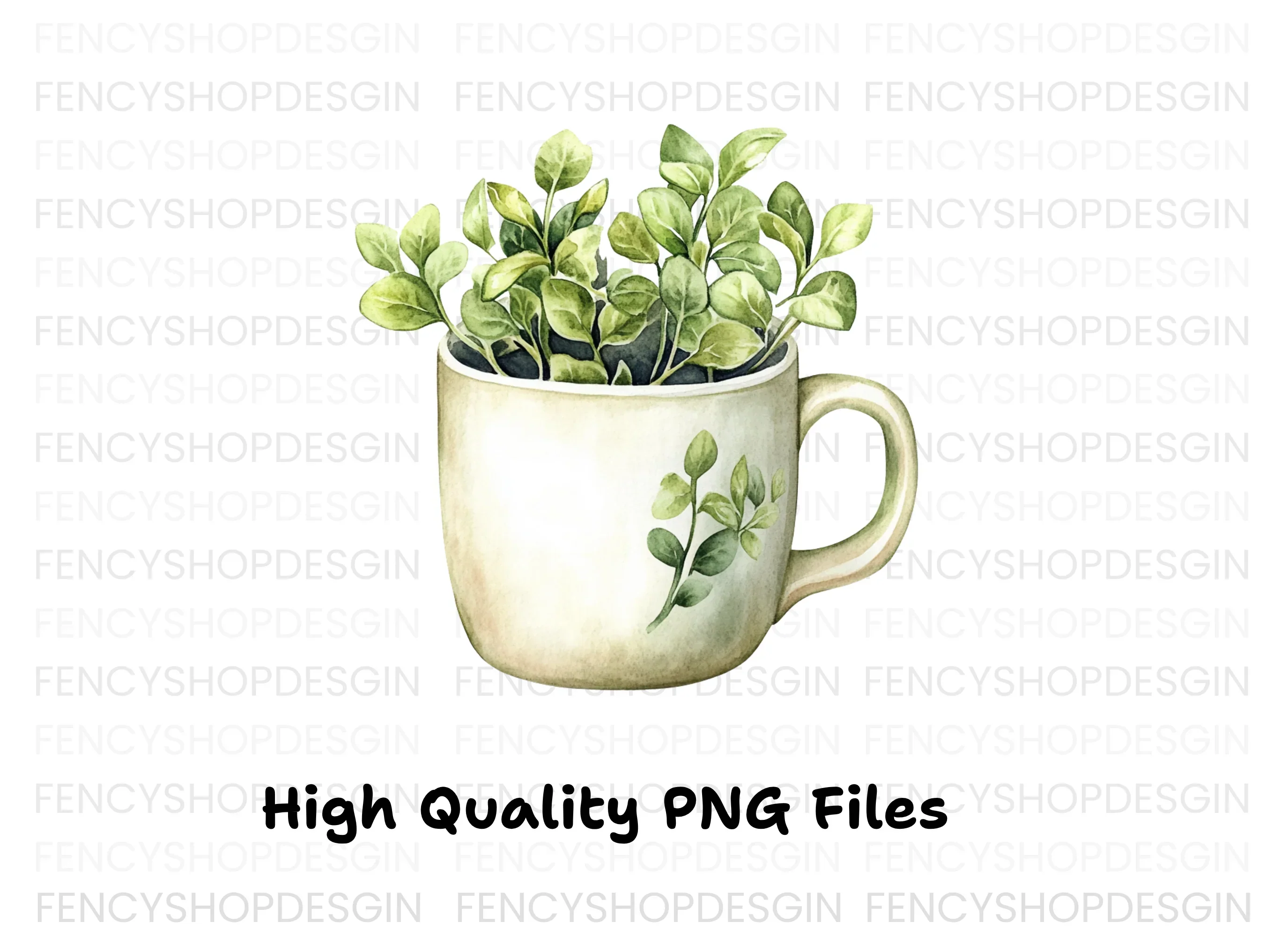 Potted Herb Mugs Clipart Bundle - Image 2