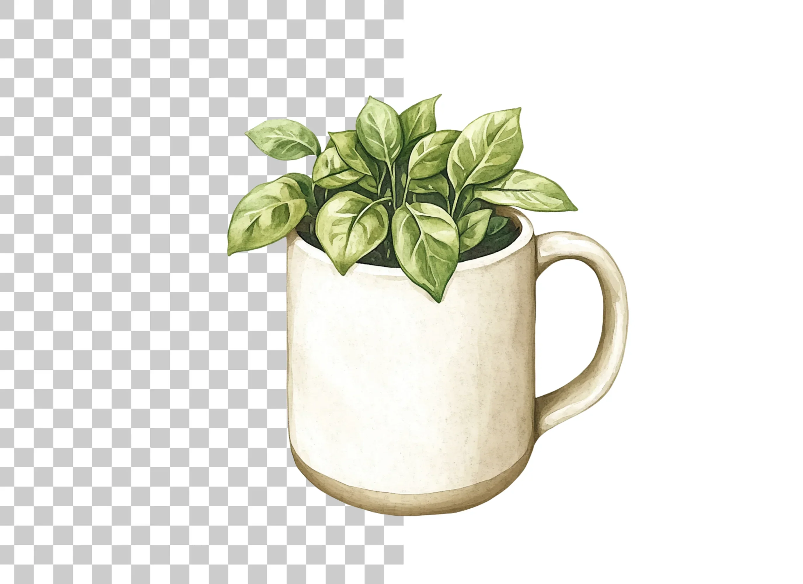 Potted Plants in Mugs Clipart Bundle - Image 2