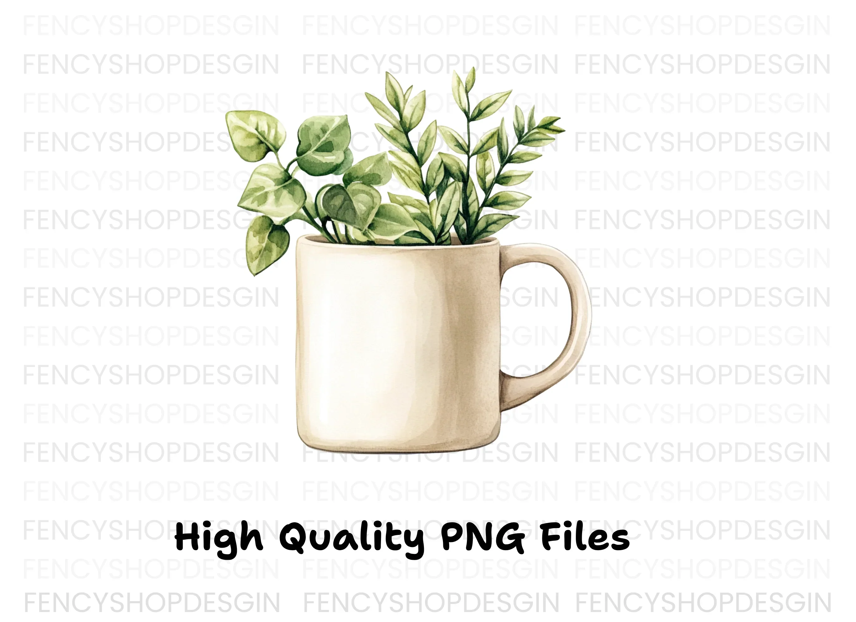 Potted Plants in Mugs Clipart Bundle - Image 3