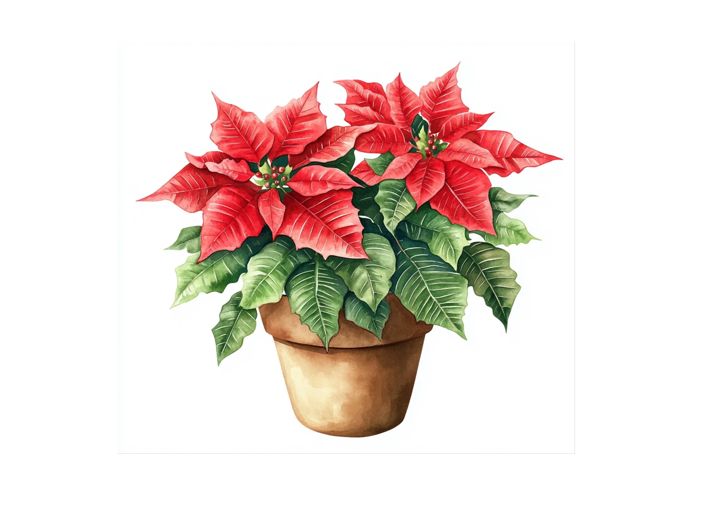 Potted Poinsettia Christmas Clipart Bundle - Image 2