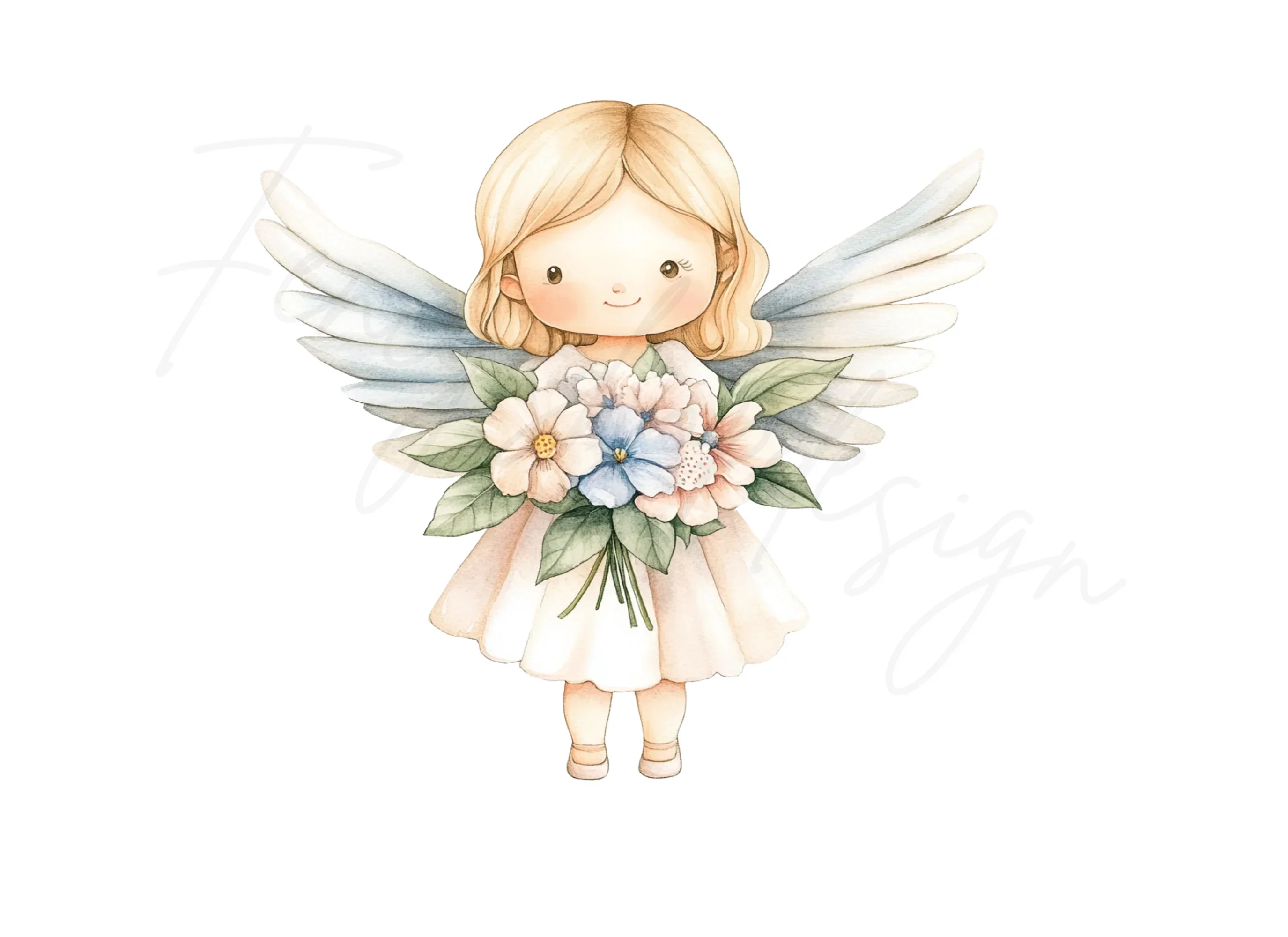 Praying Angel with Flowers Clipart Bundle - Image 2