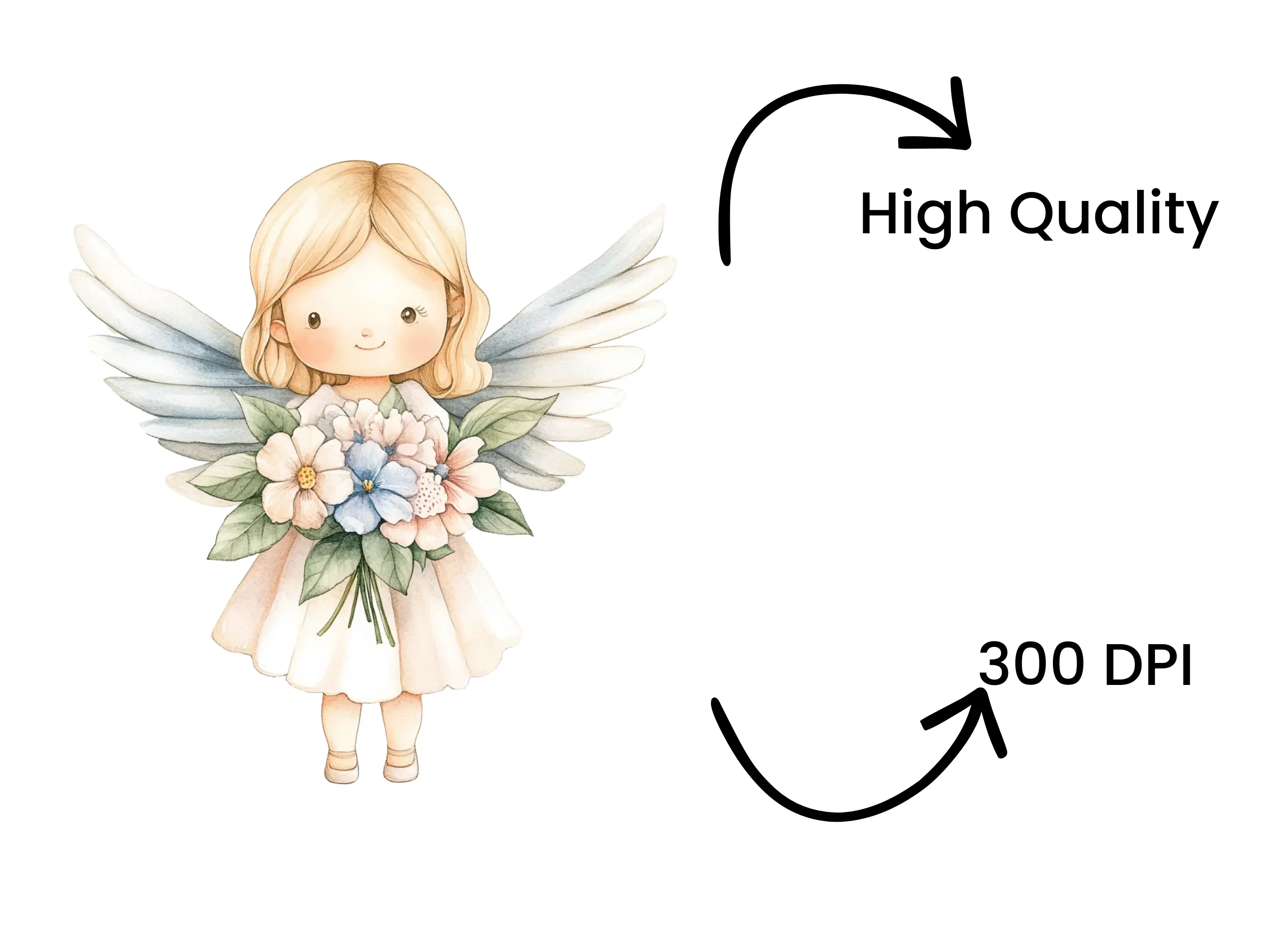 Praying Angel with Flowers Clipart Bundle - Image 4