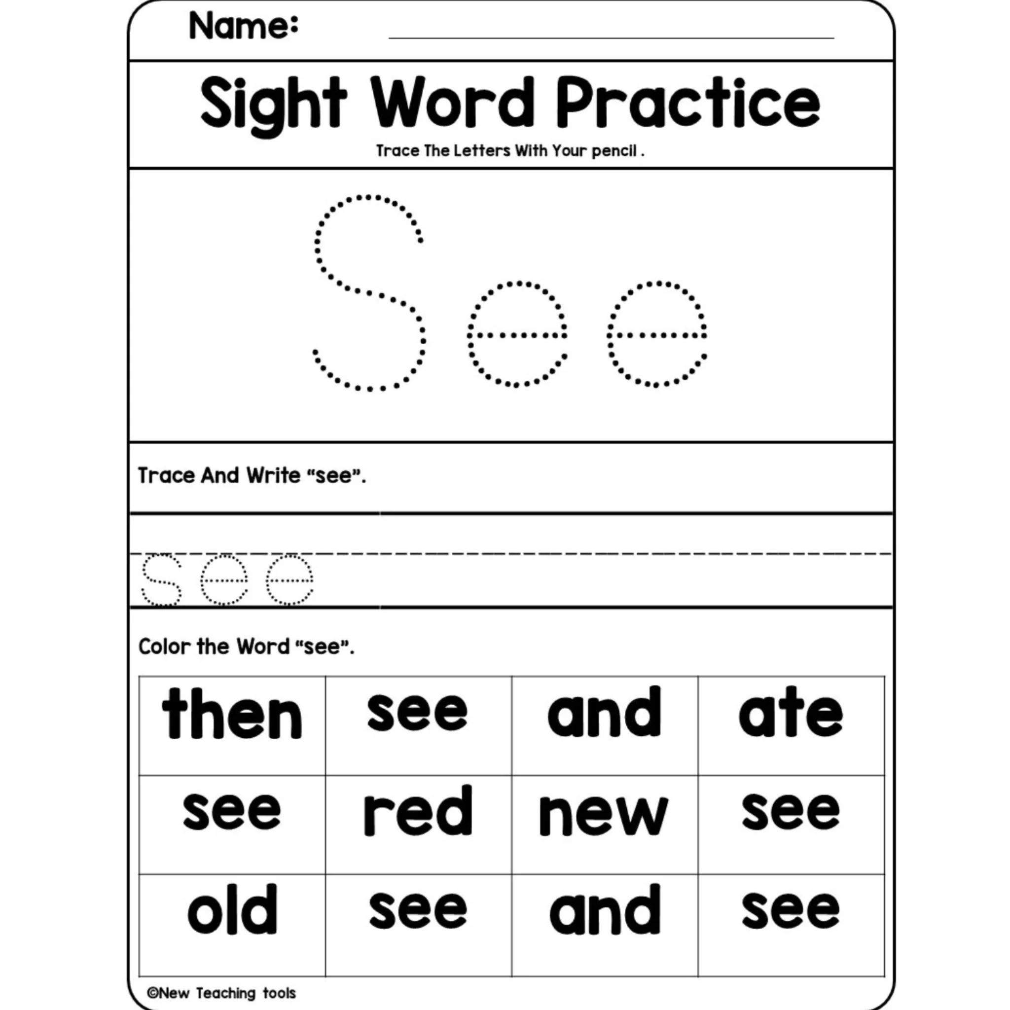 Pre Kindergarten Dolch Sight Word Practice - Image 2