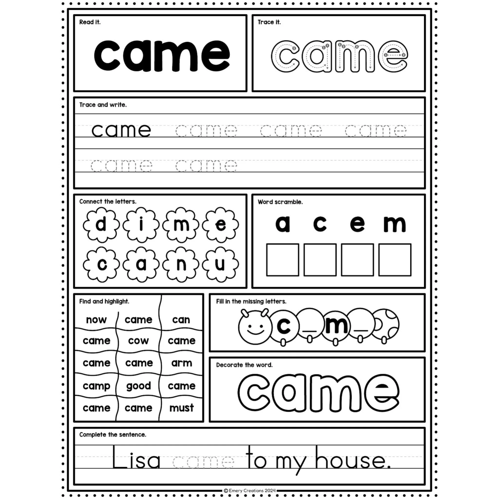 Primer Sight Word Worksheets - Image 4