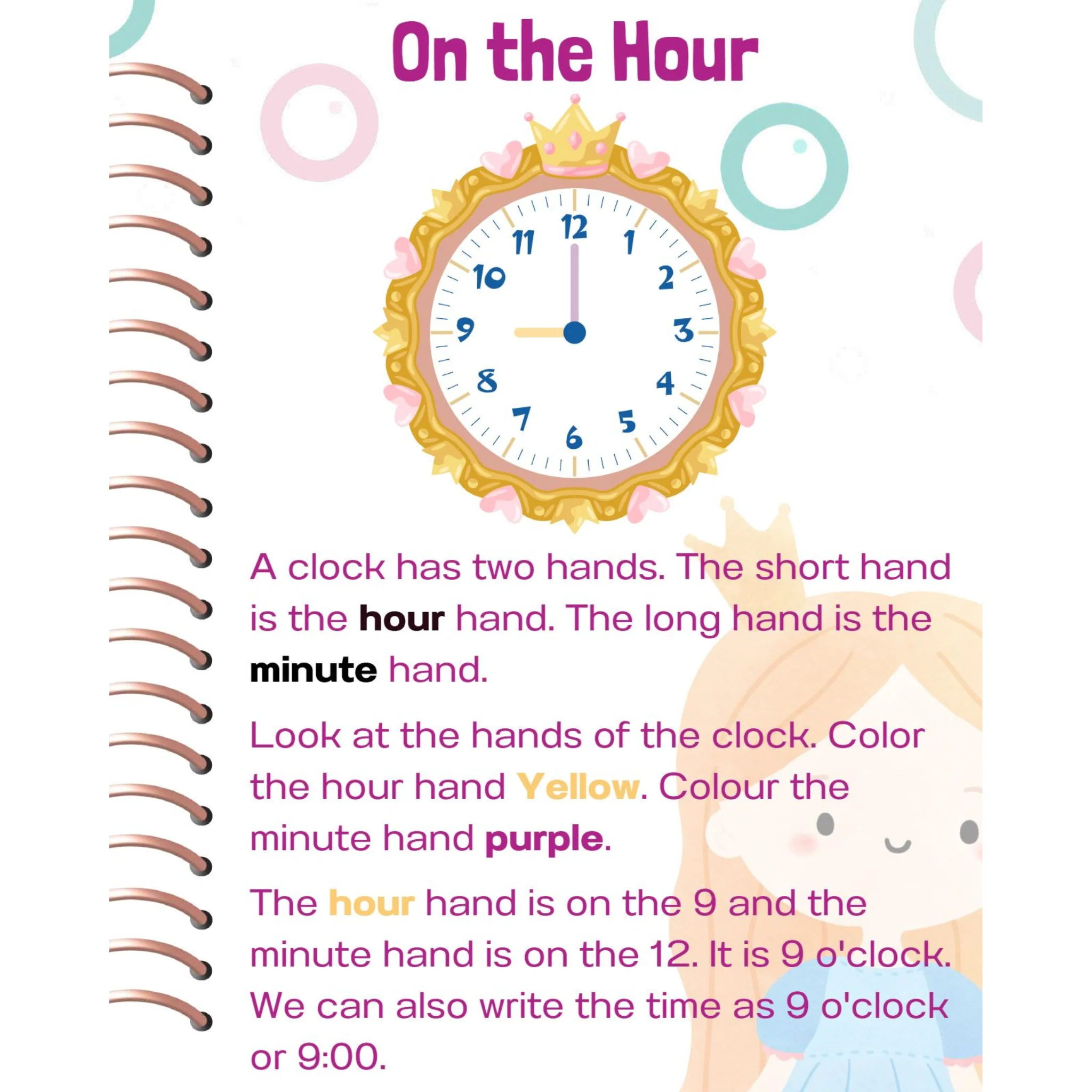 Princess Telling Time Grade 1 Workbook - Image 3