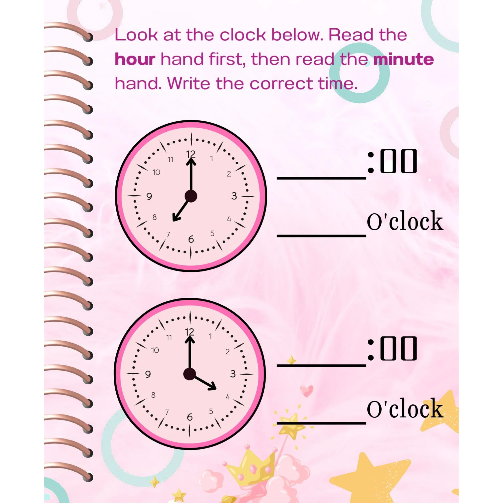 Princess Telling Time Grade 1 Workbook - Image 5