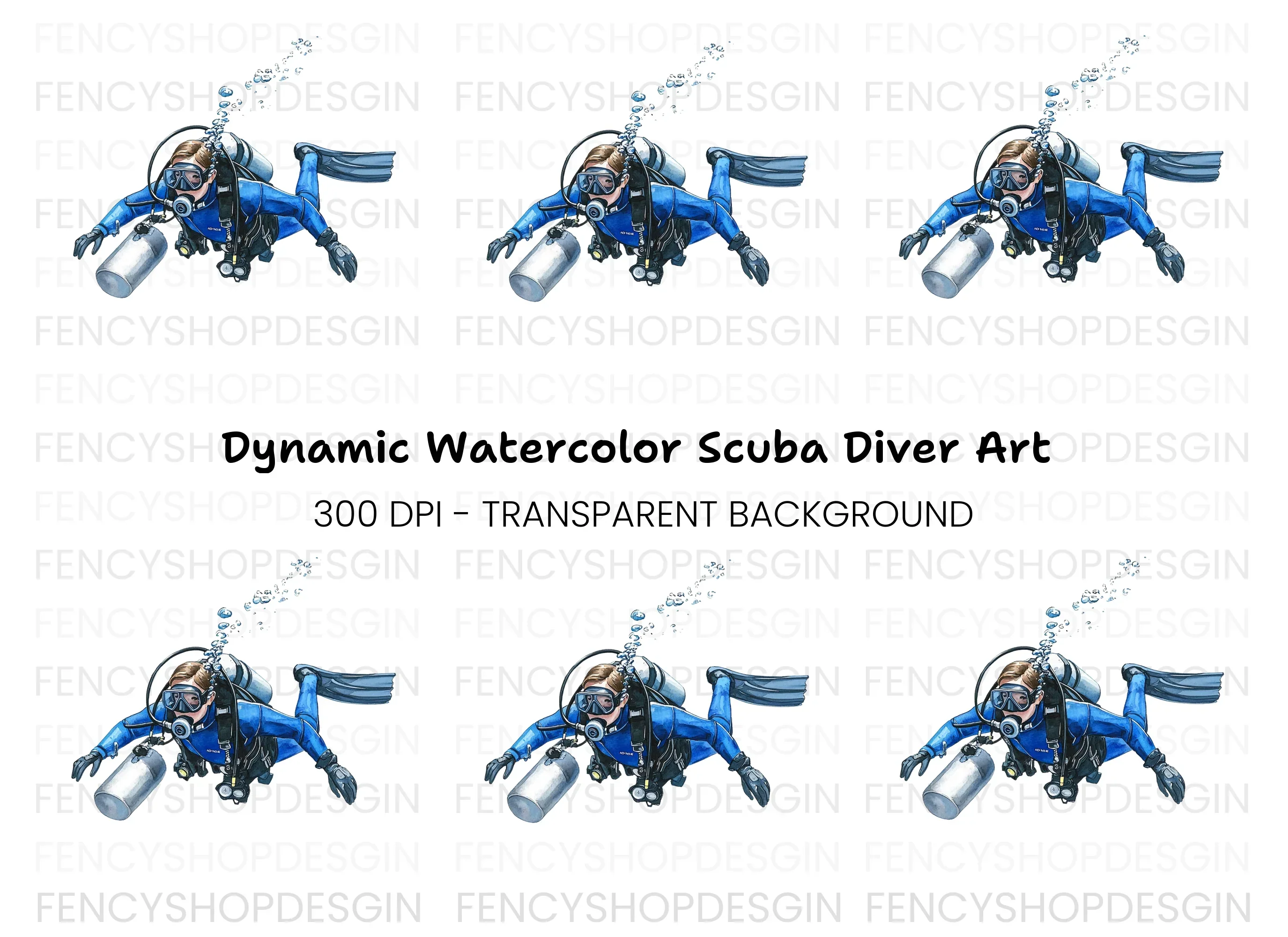 Professional Scuba Diver Clipart Bundle